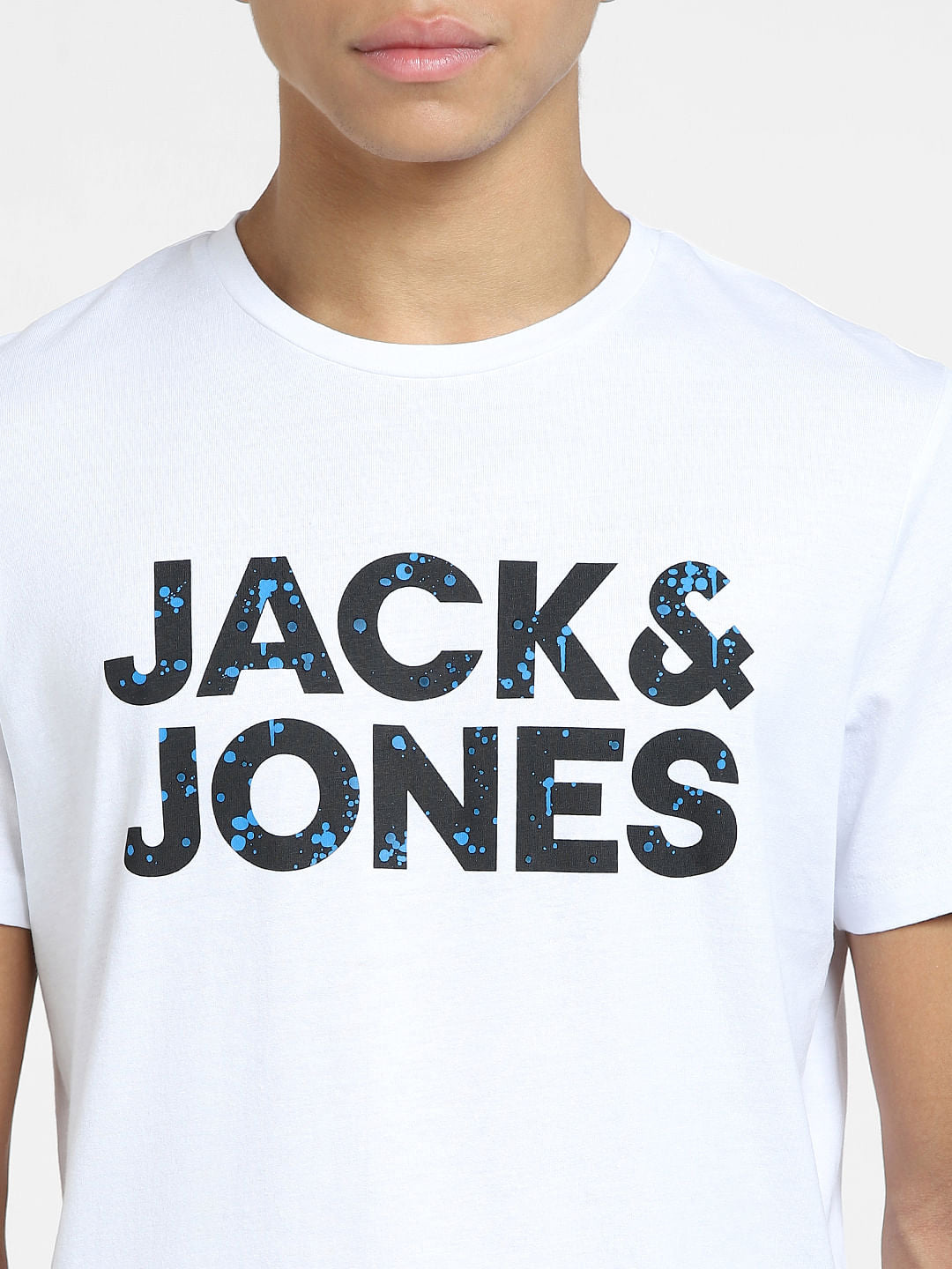 White Logo Print Crew Neck T-shirt