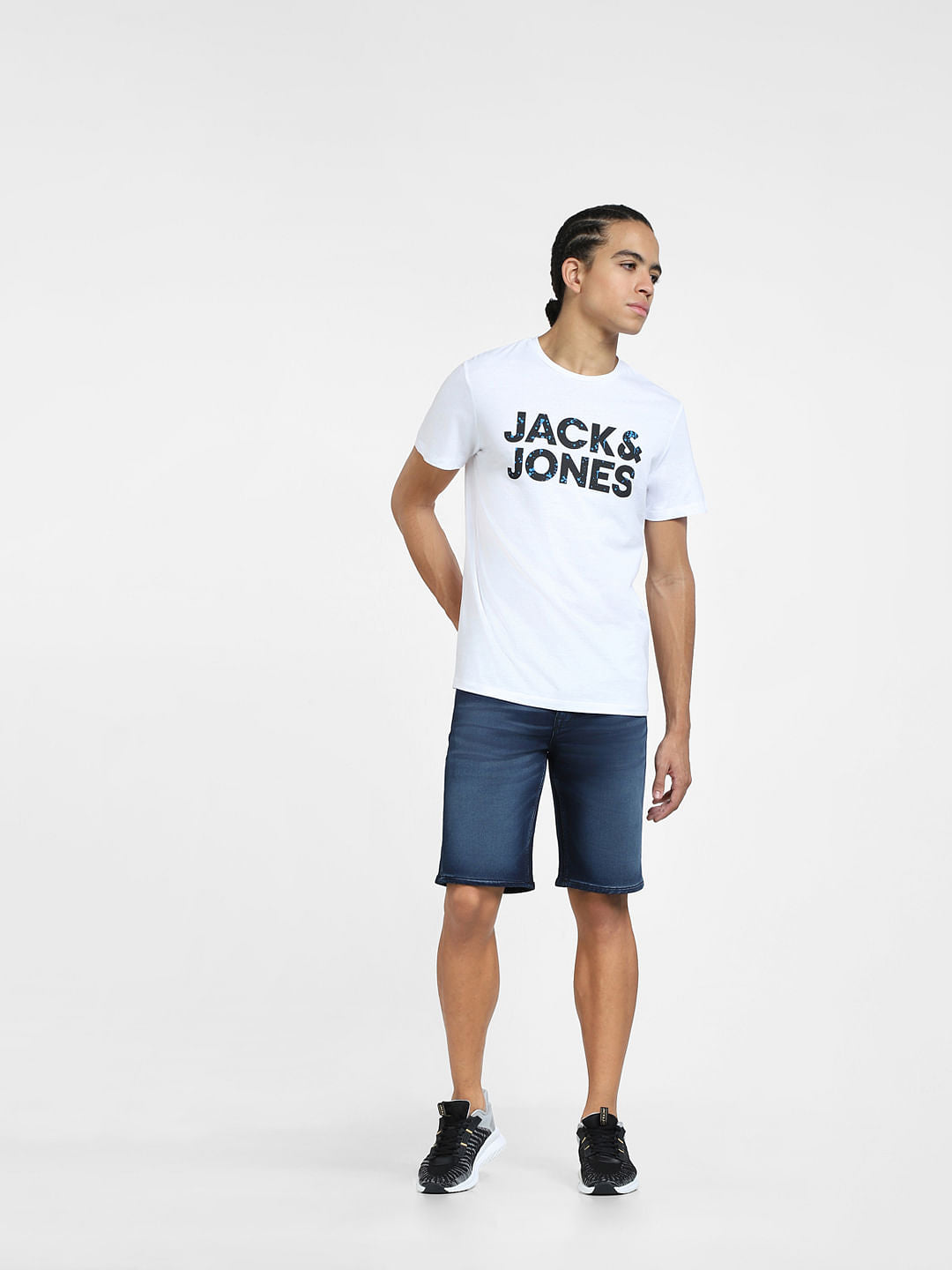 White Logo Print Crew Neck T-shirt