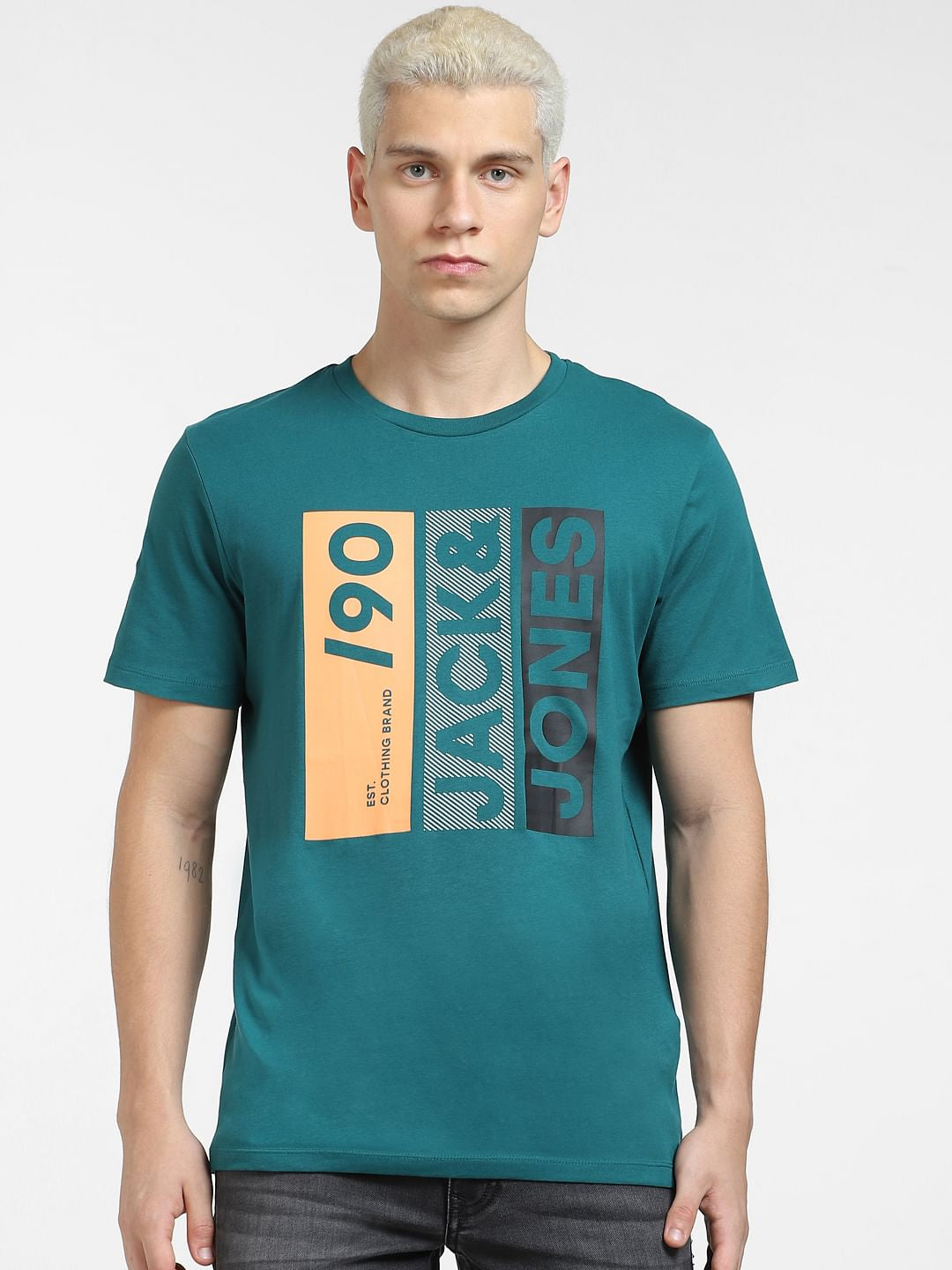 Green Typographic Logo Crew Neck T-shirt