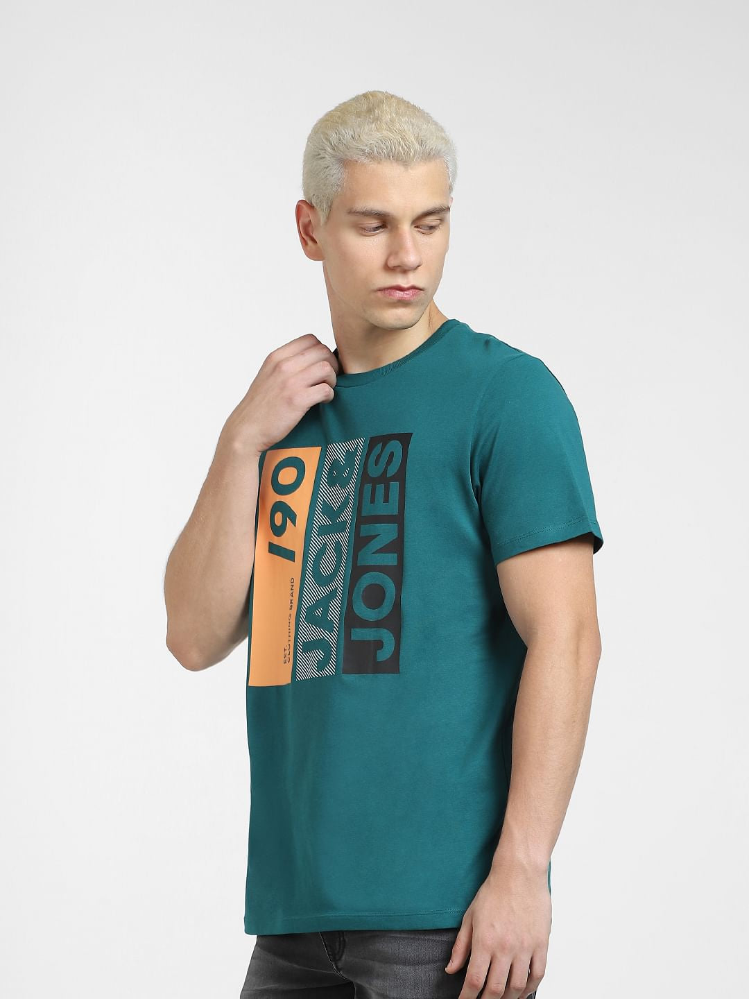 Green Typographic Logo Crew Neck T-shirt