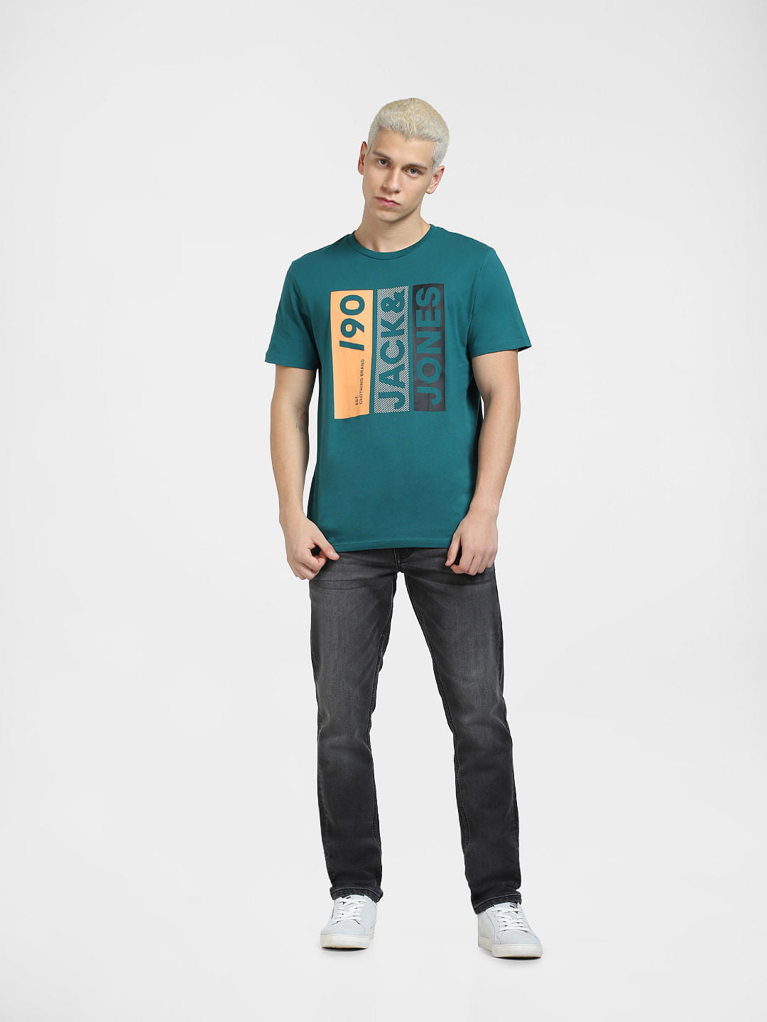 Green Typographic Logo Crew Neck T-shirt