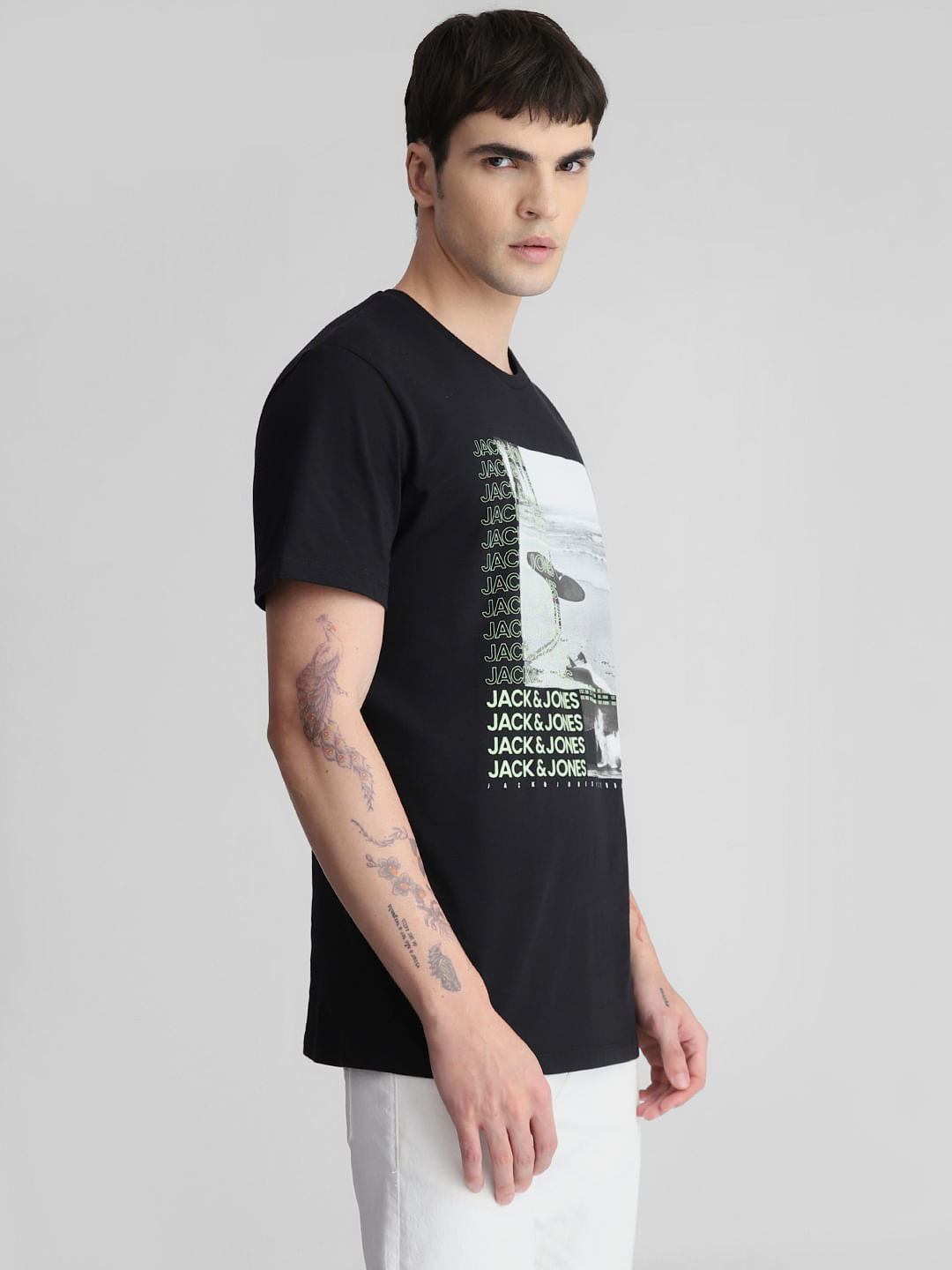Black Graphic Print Crew Neck T-shirt
