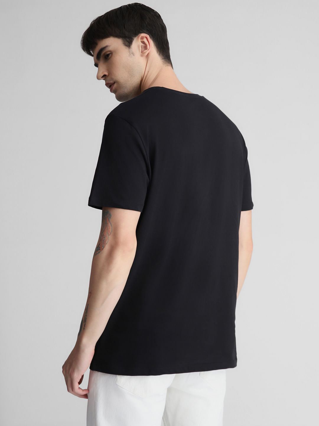 Black Graphic Print Crew Neck T-shirt
