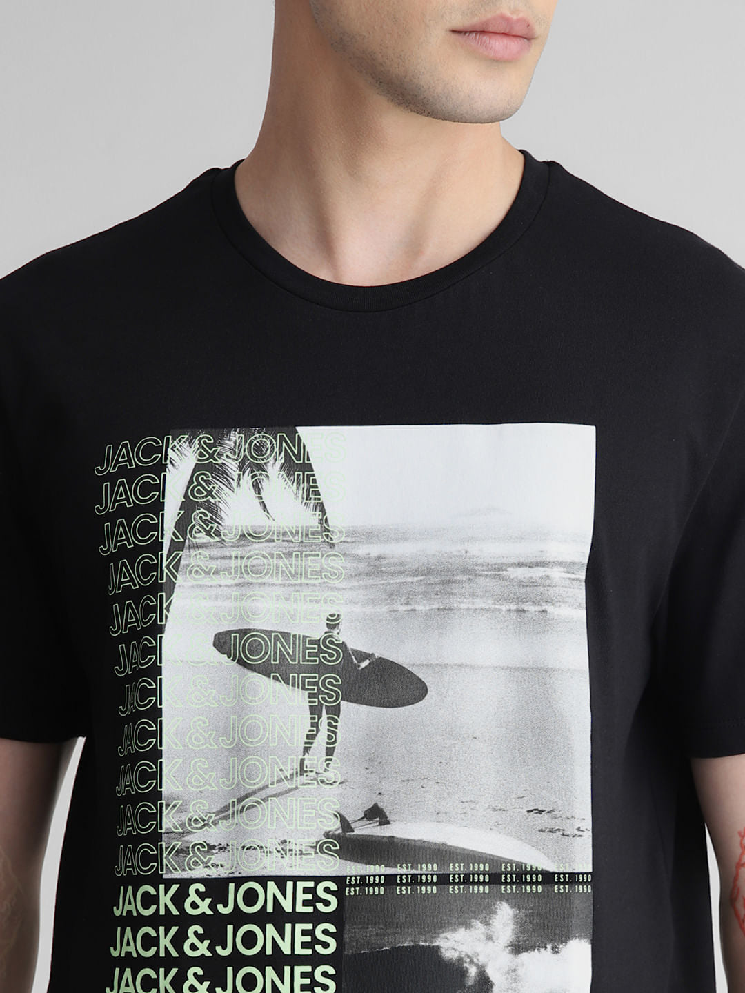 Black Graphic Print Crew Neck T-shirt