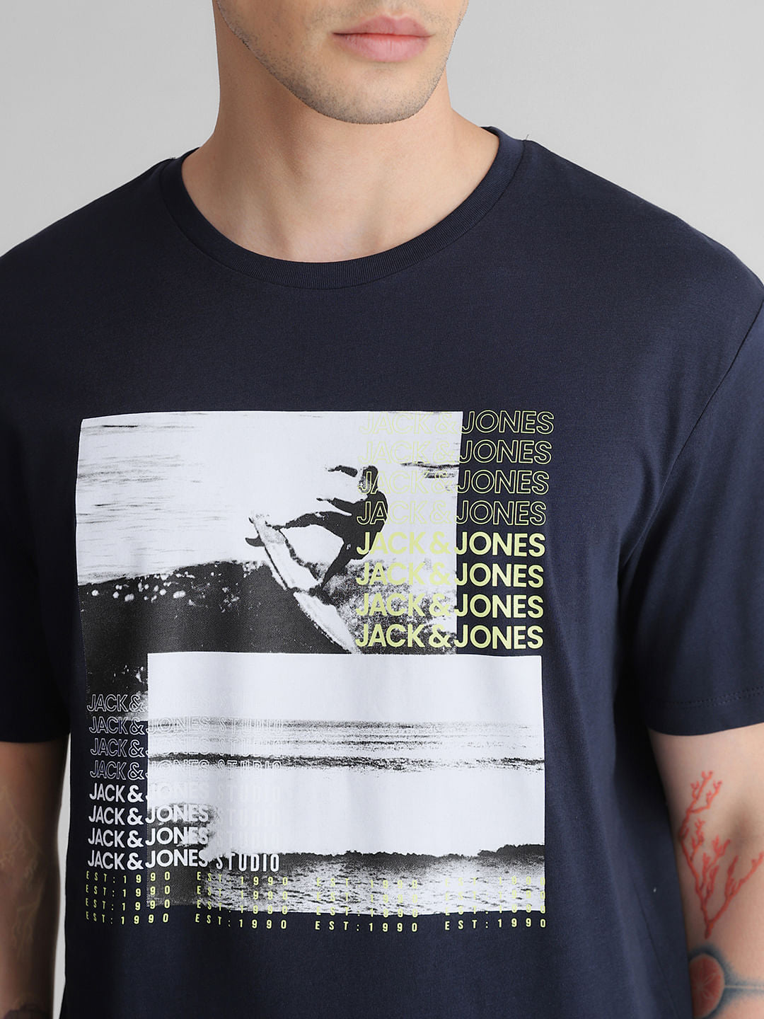 Blue Graphic Print Crew Neck T-shirt