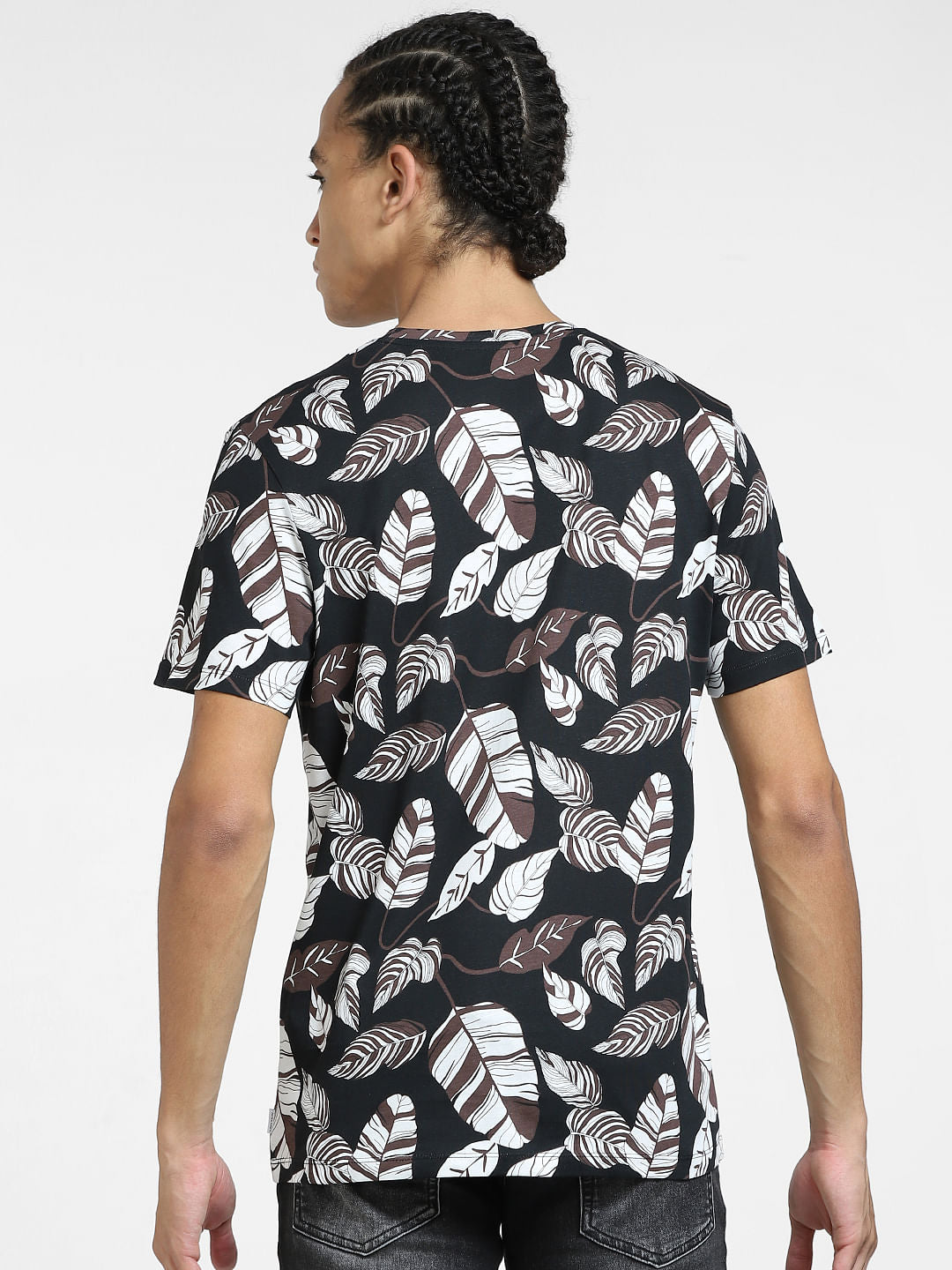 Black All Over Print Crew Neck T-shirt