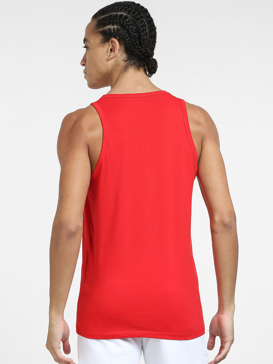 Red Typographic Print T-shirt Vest