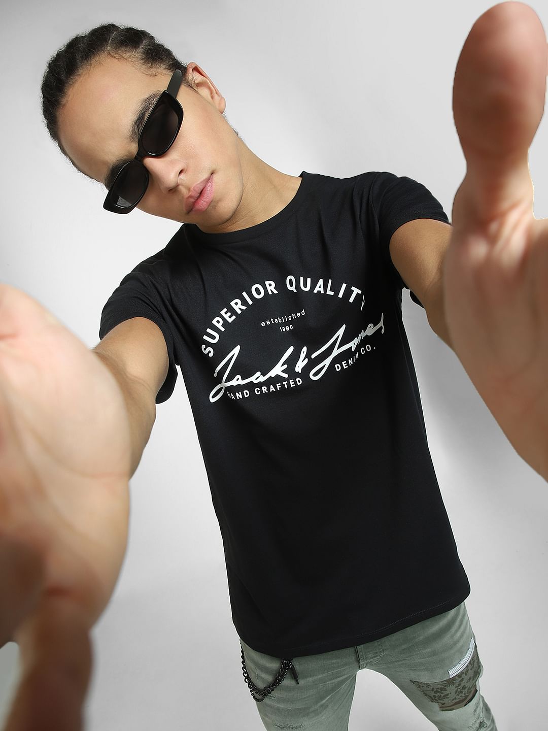 Black Logo Print Crew Neck T-shirt