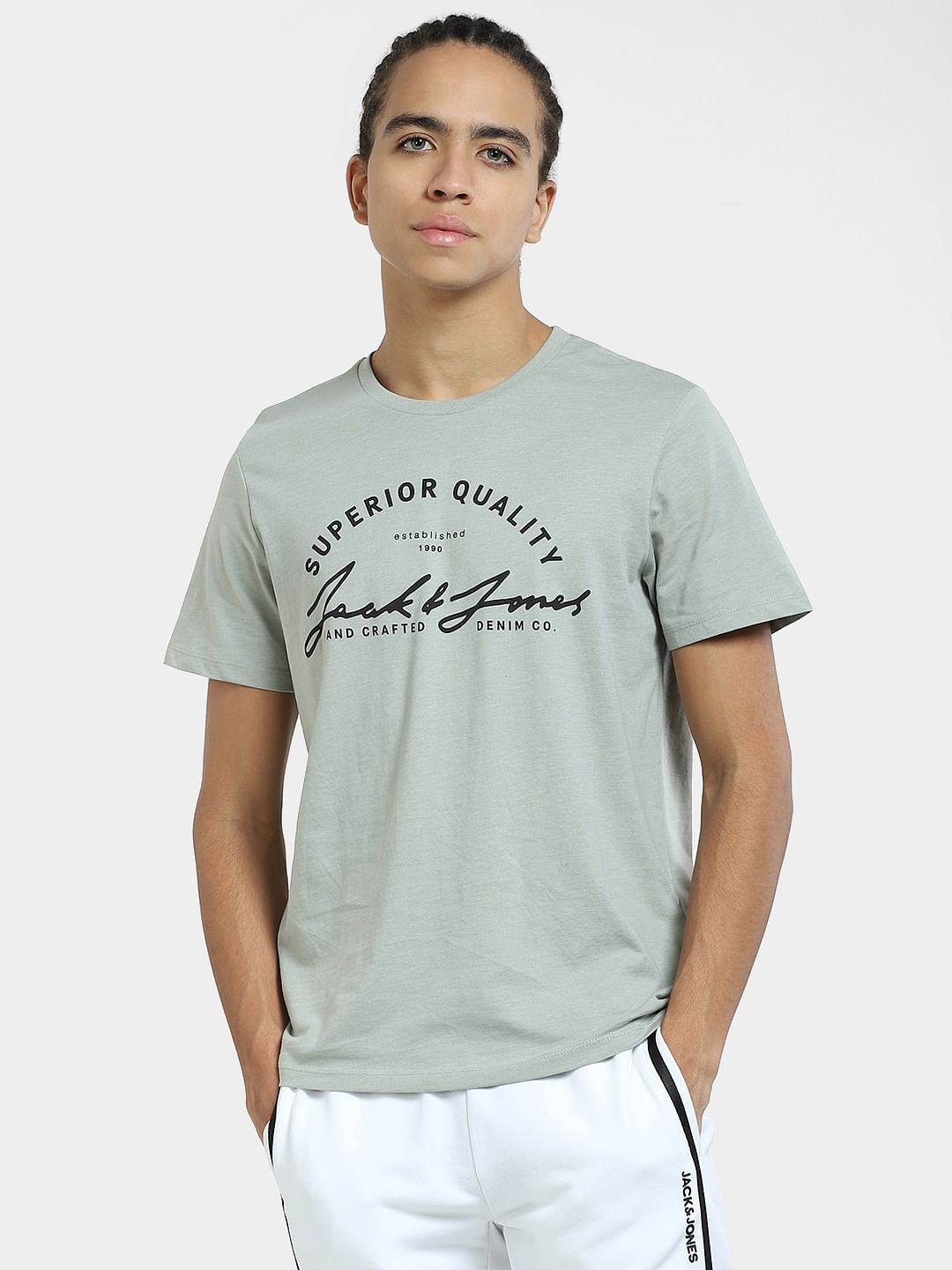 Grey Logo Print Crew Neck T-shirt