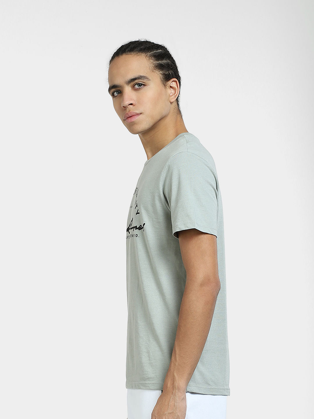 Grey Logo Print Crew Neck T-shirt