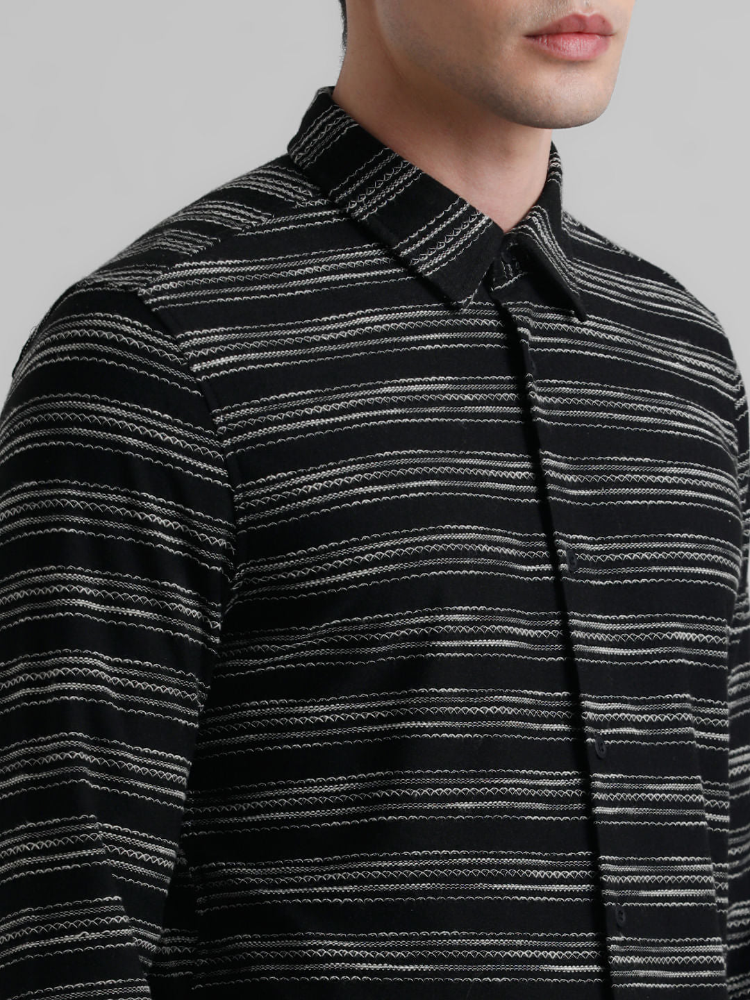 Black Embroidered Full Sleeves Shirt