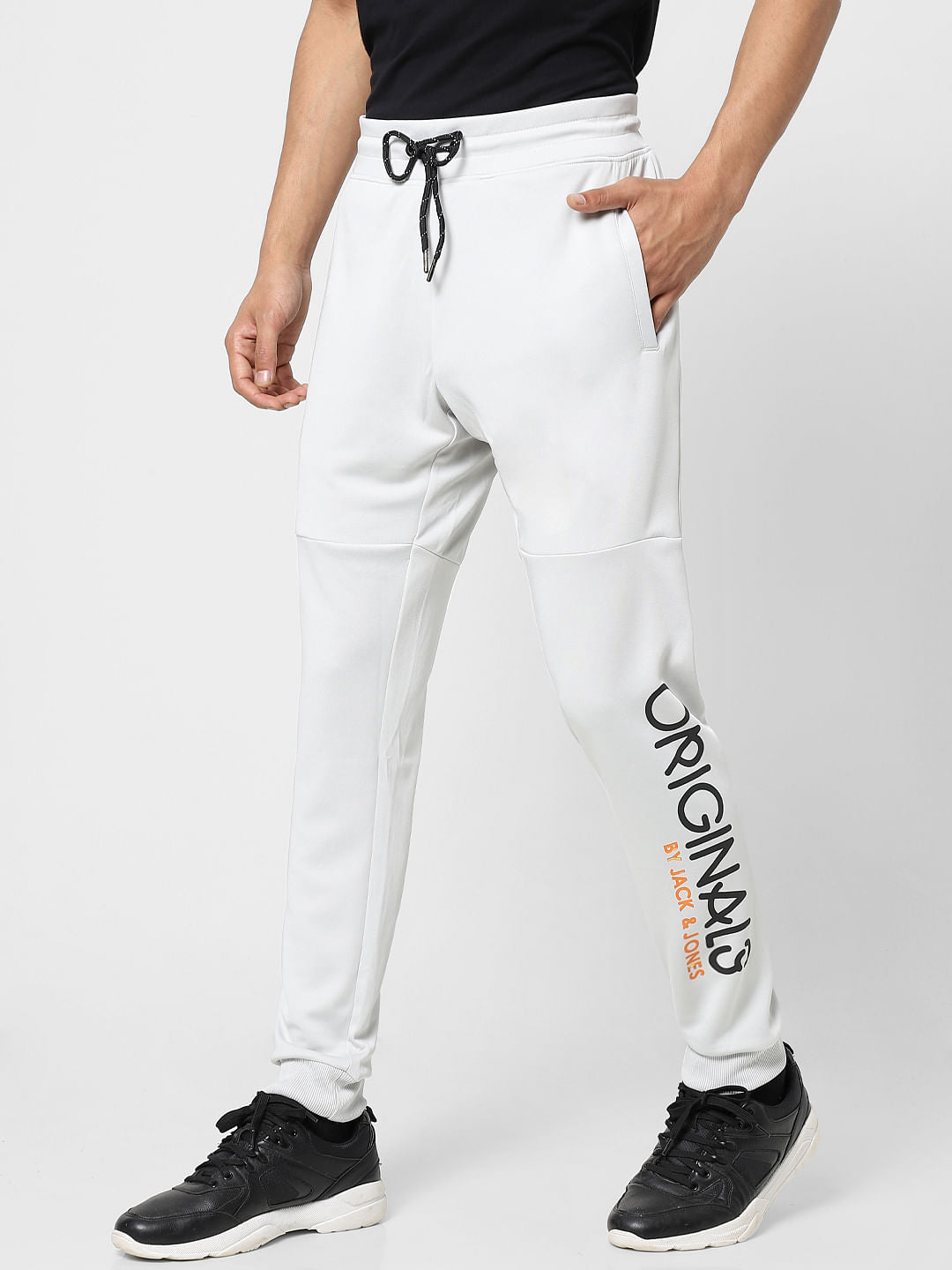 Grey Mid Rise Logo Print Sweatpants