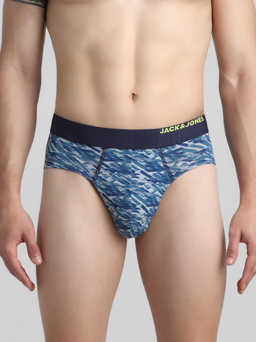Navy Blue Camo Print Briefs - Main Image