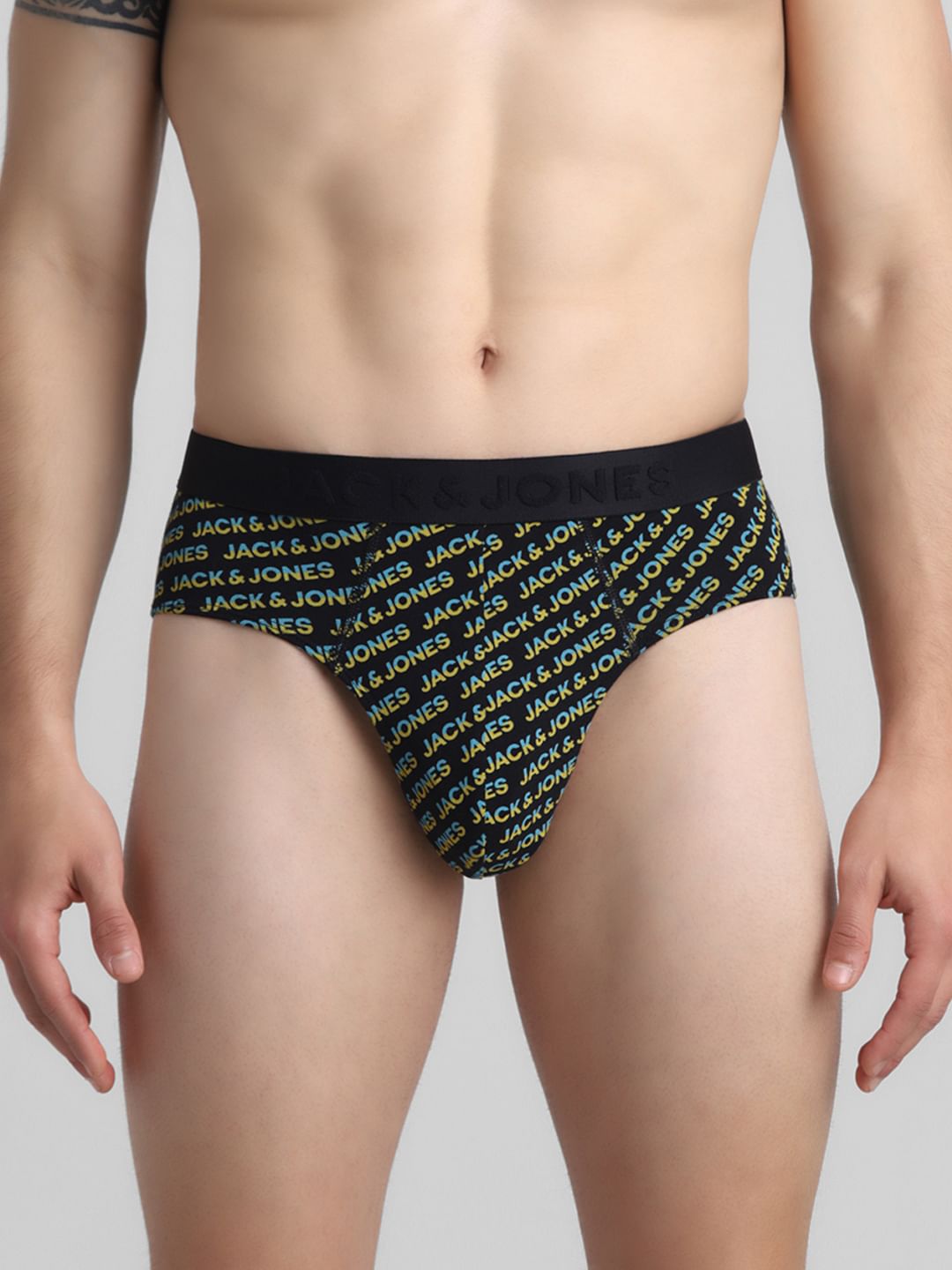 Black Logo Print Briefs