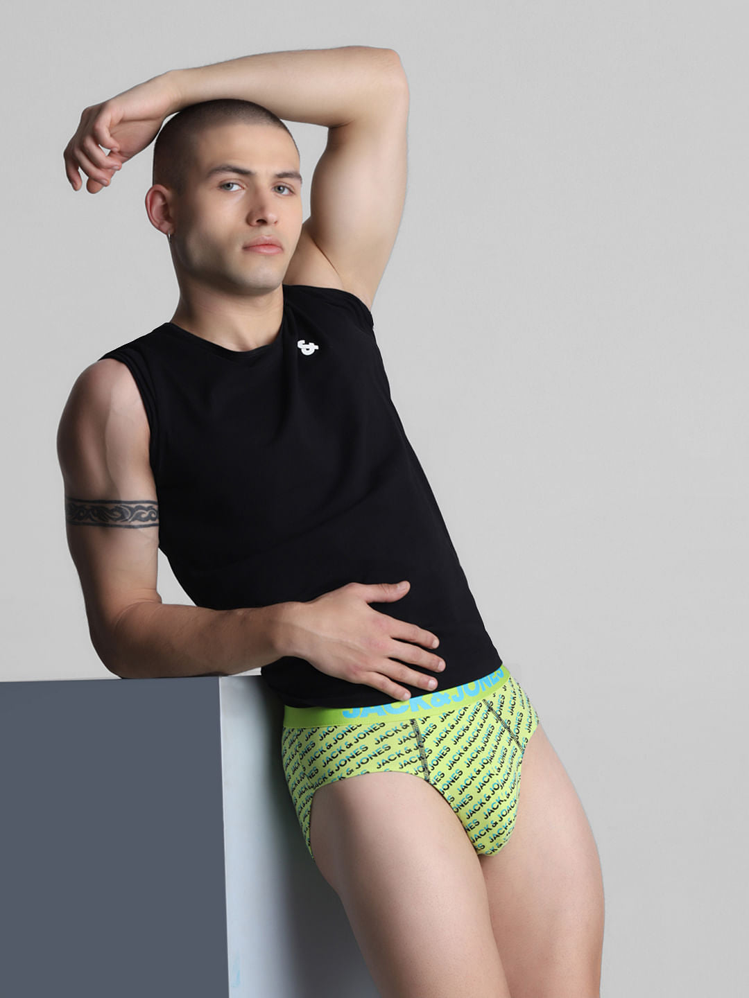 Green Logo Print Briefs