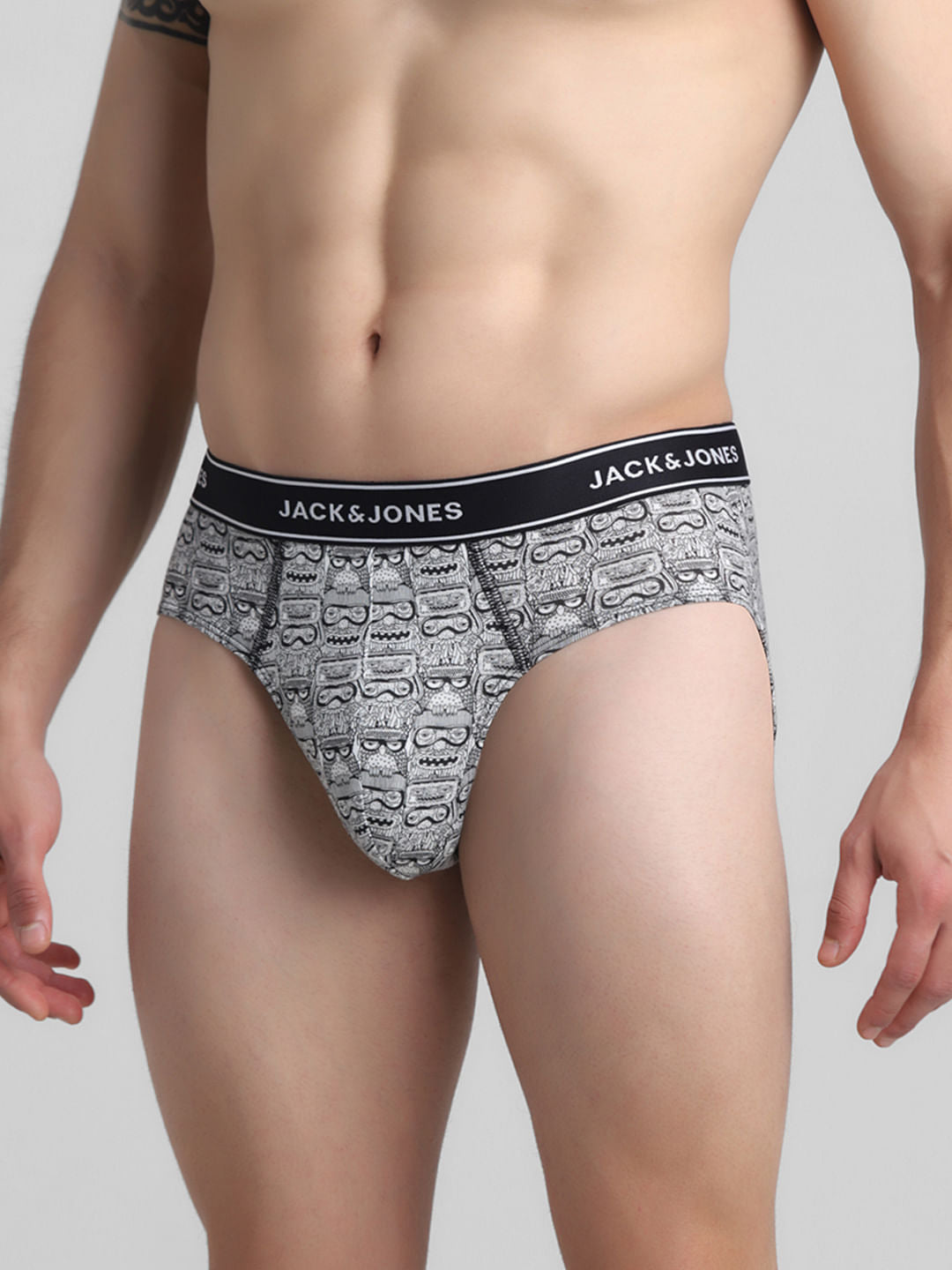 White All Over Print Briefs