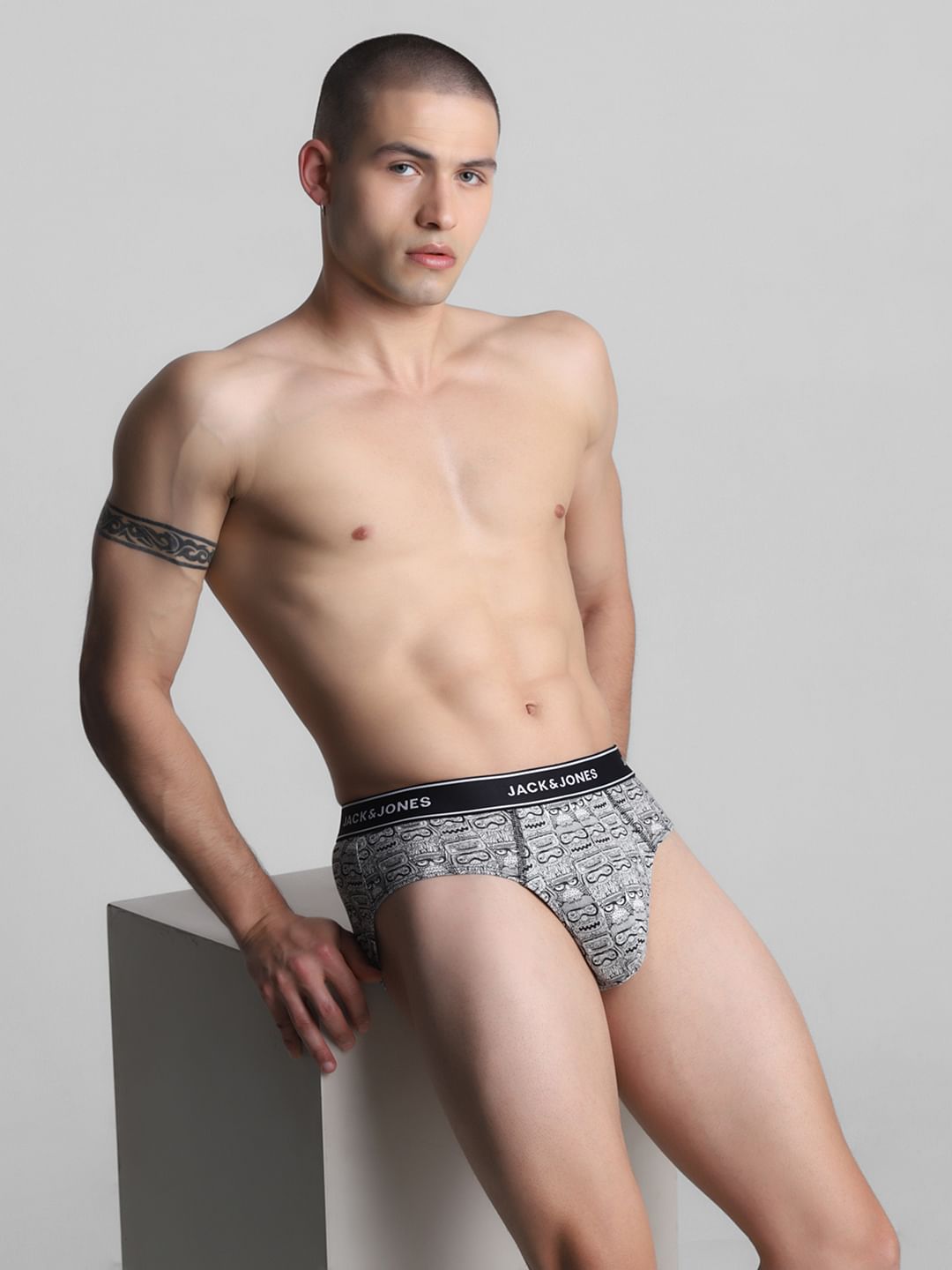 White All Over Print Briefs