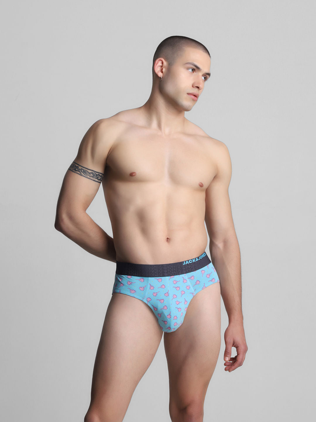 Blue Tropical Print Briefs