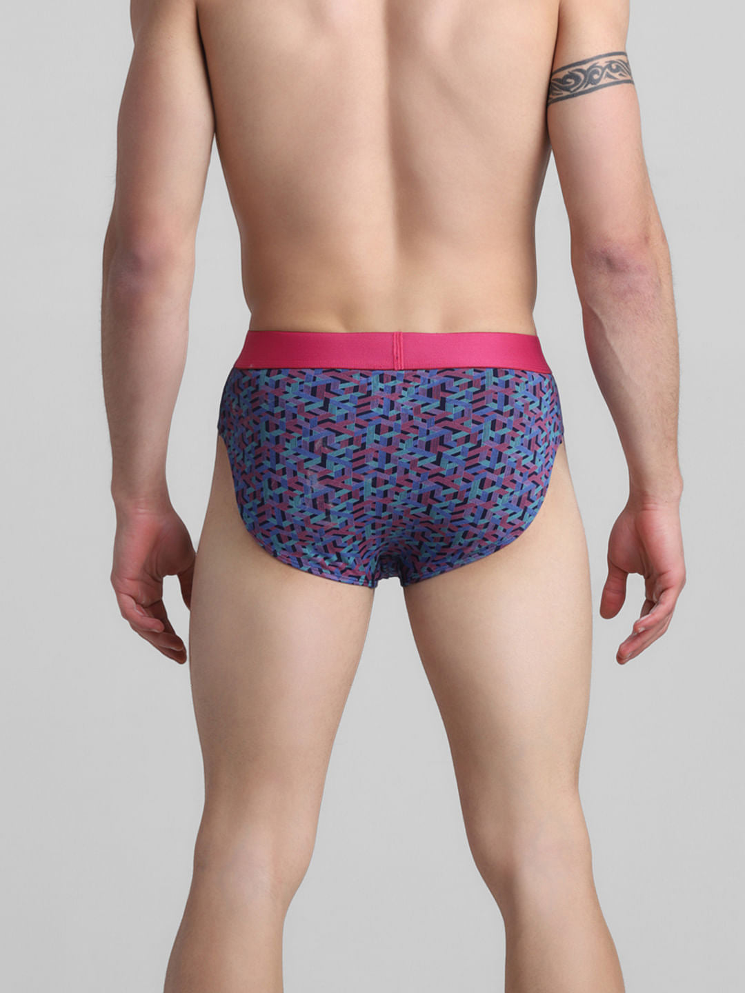 Navy Blue Abstract Print Briefs