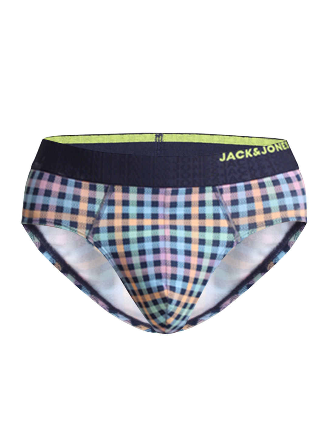 Navy Blue Check Print Briefs