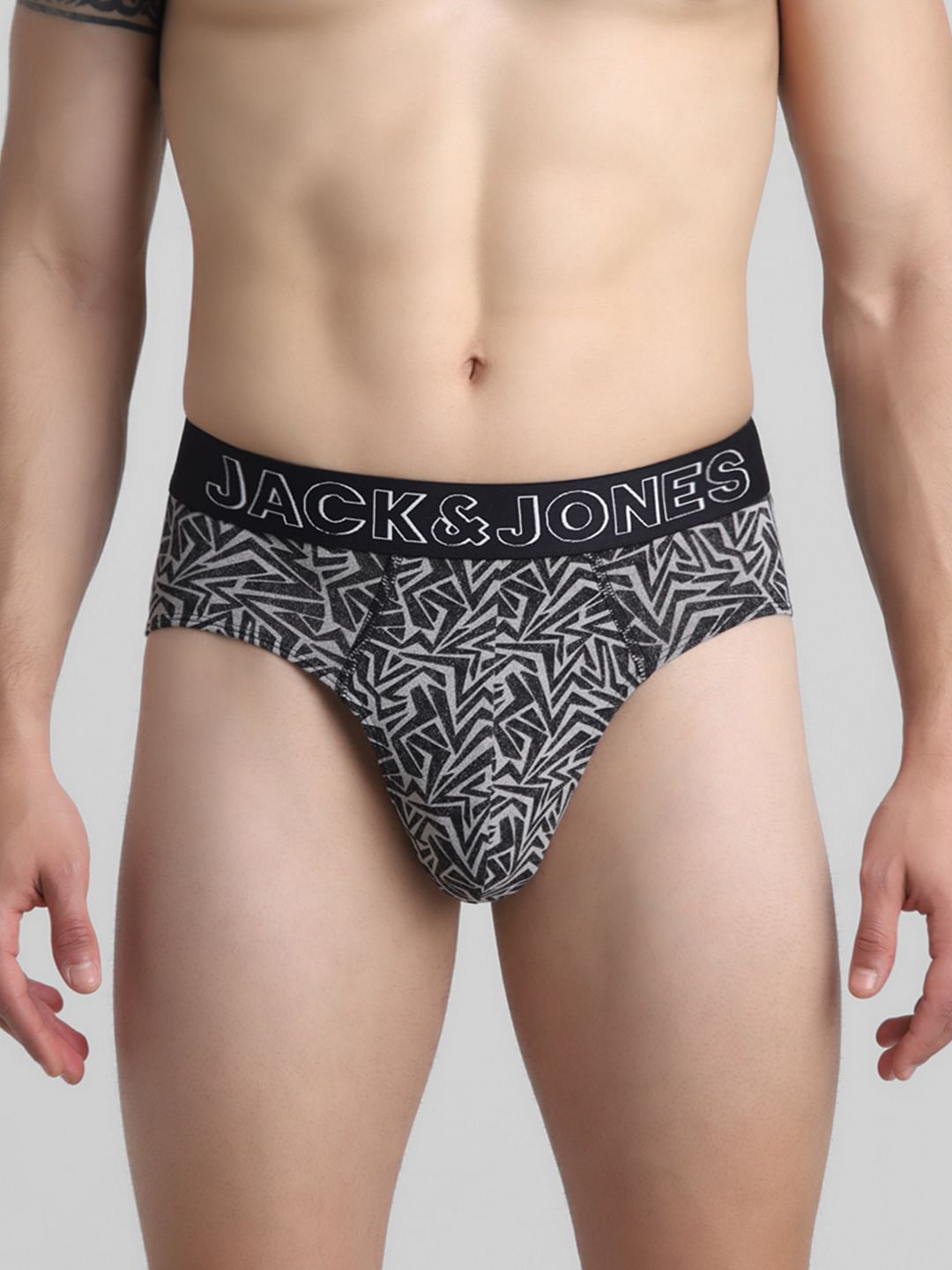 Black Zig-Zag Print Briefs