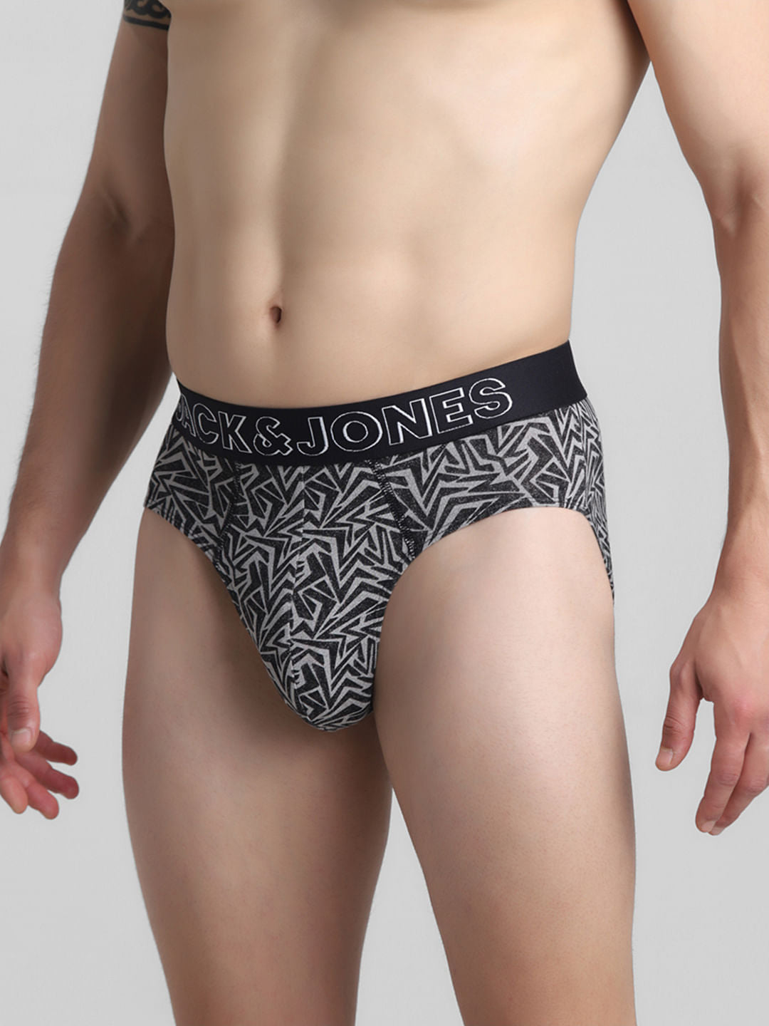 Black Zig-Zag Print Briefs