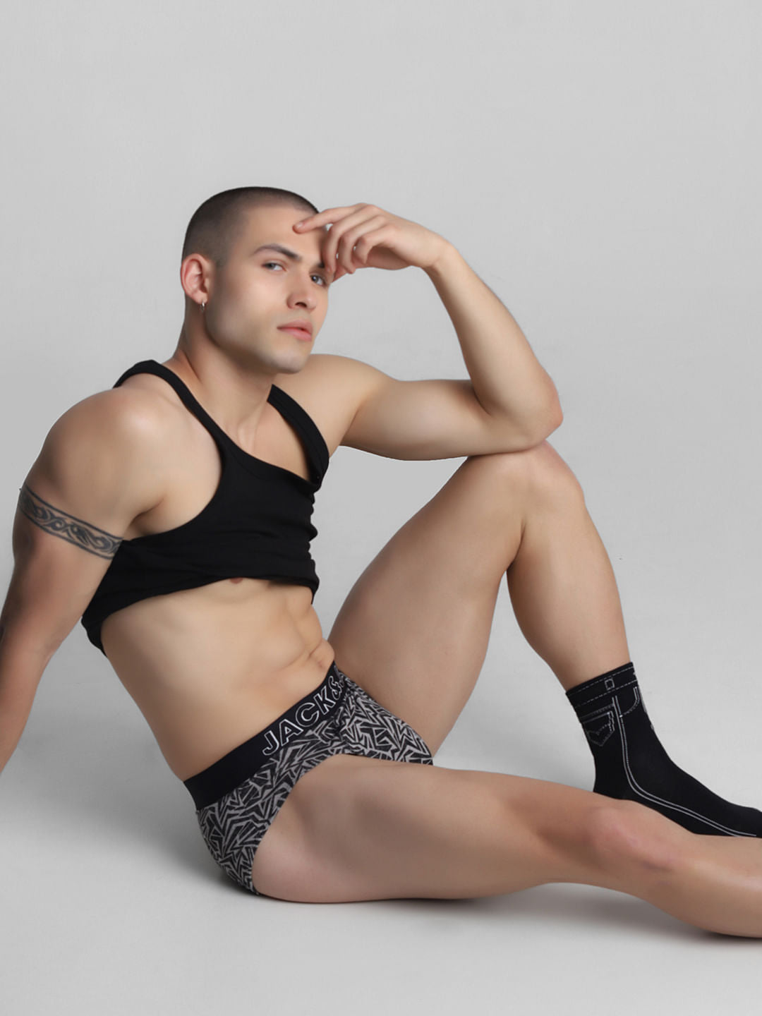 Black Zig-Zag Print Briefs