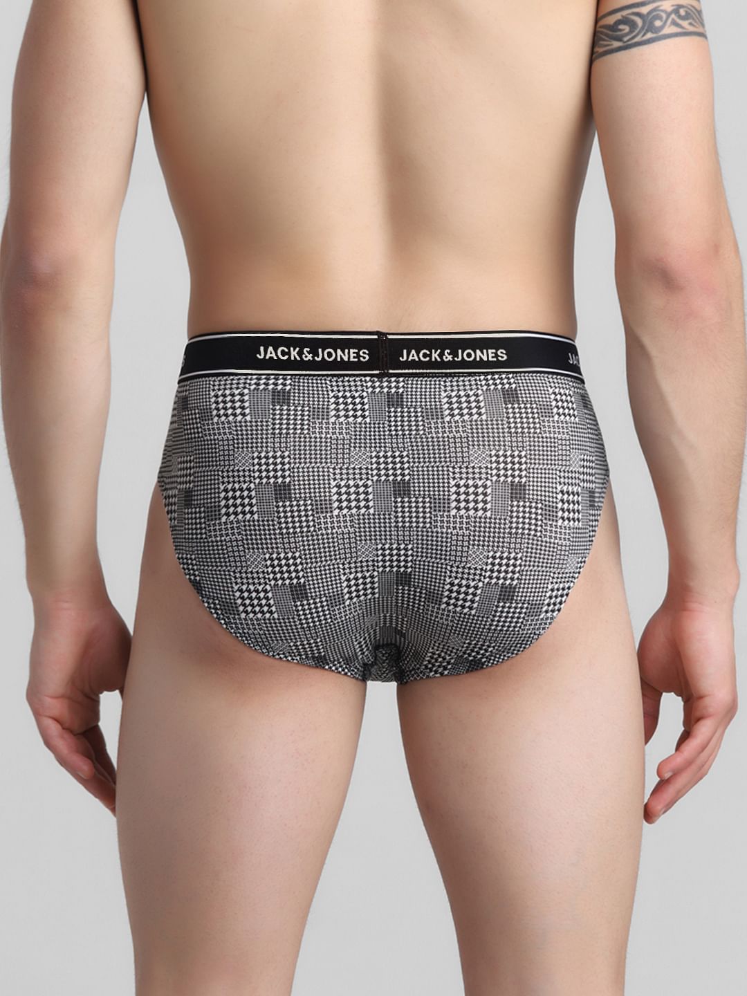 White Houndstooth Print Briefs