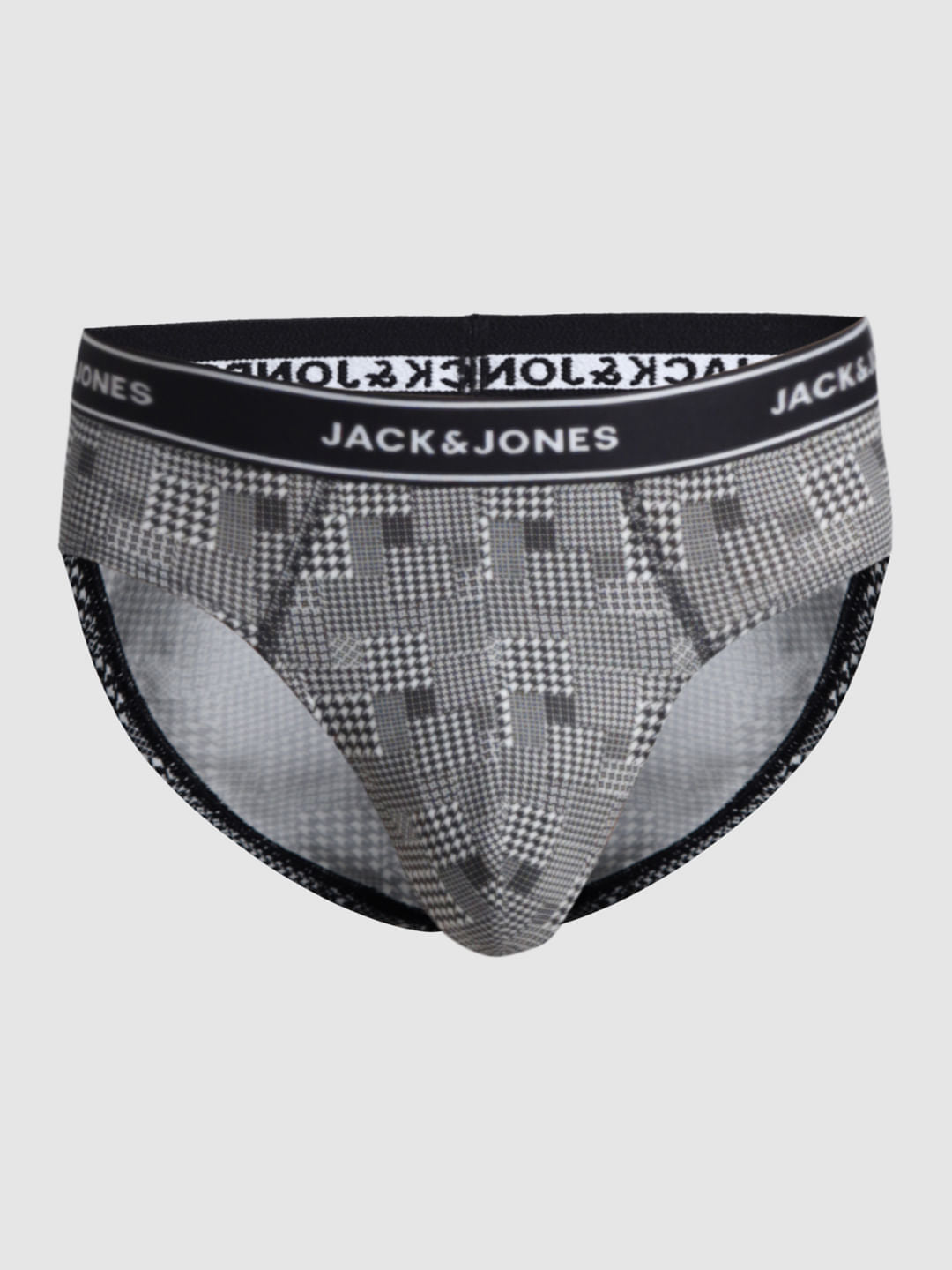 White Houndstooth Print Briefs