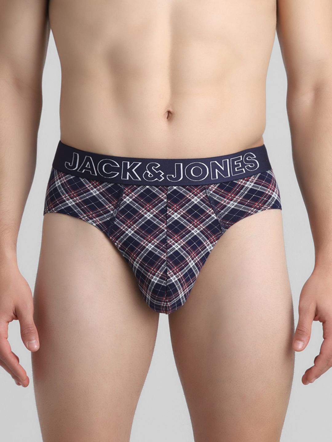 Navy Blue Tartan Check Briefs
