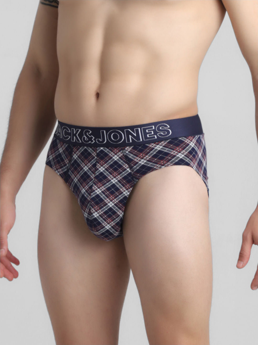 Navy Blue Tartan Check Briefs