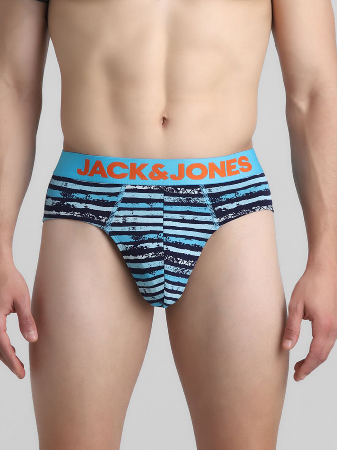 Blue Striped Print Briefs