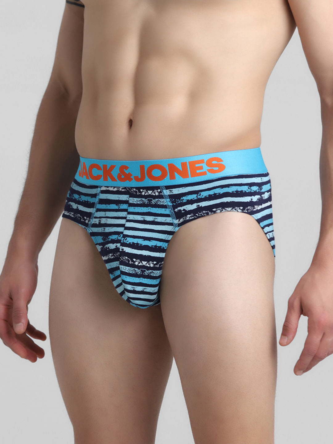 Blue Striped Print Briefs