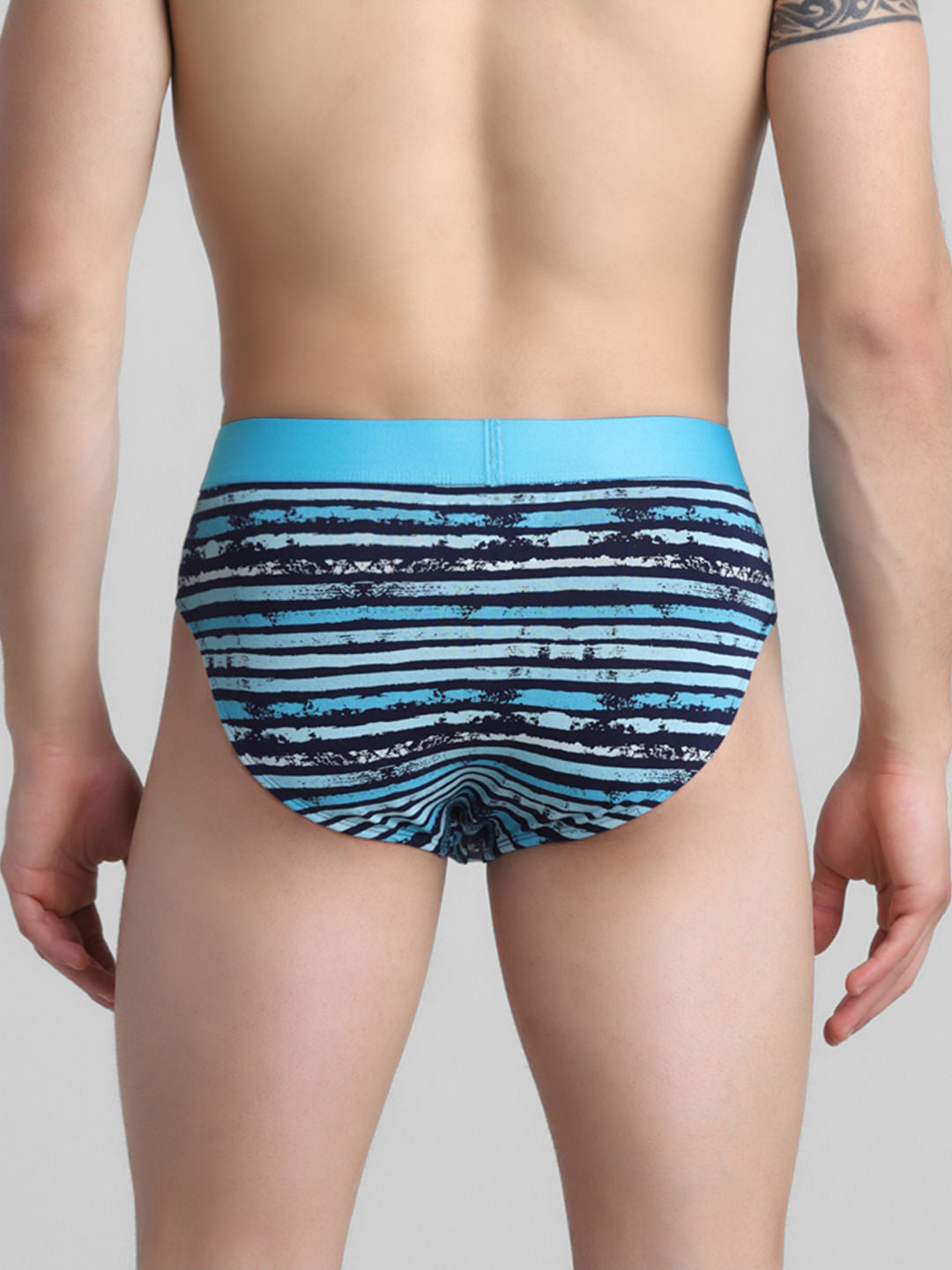 Blue Striped Print Briefs