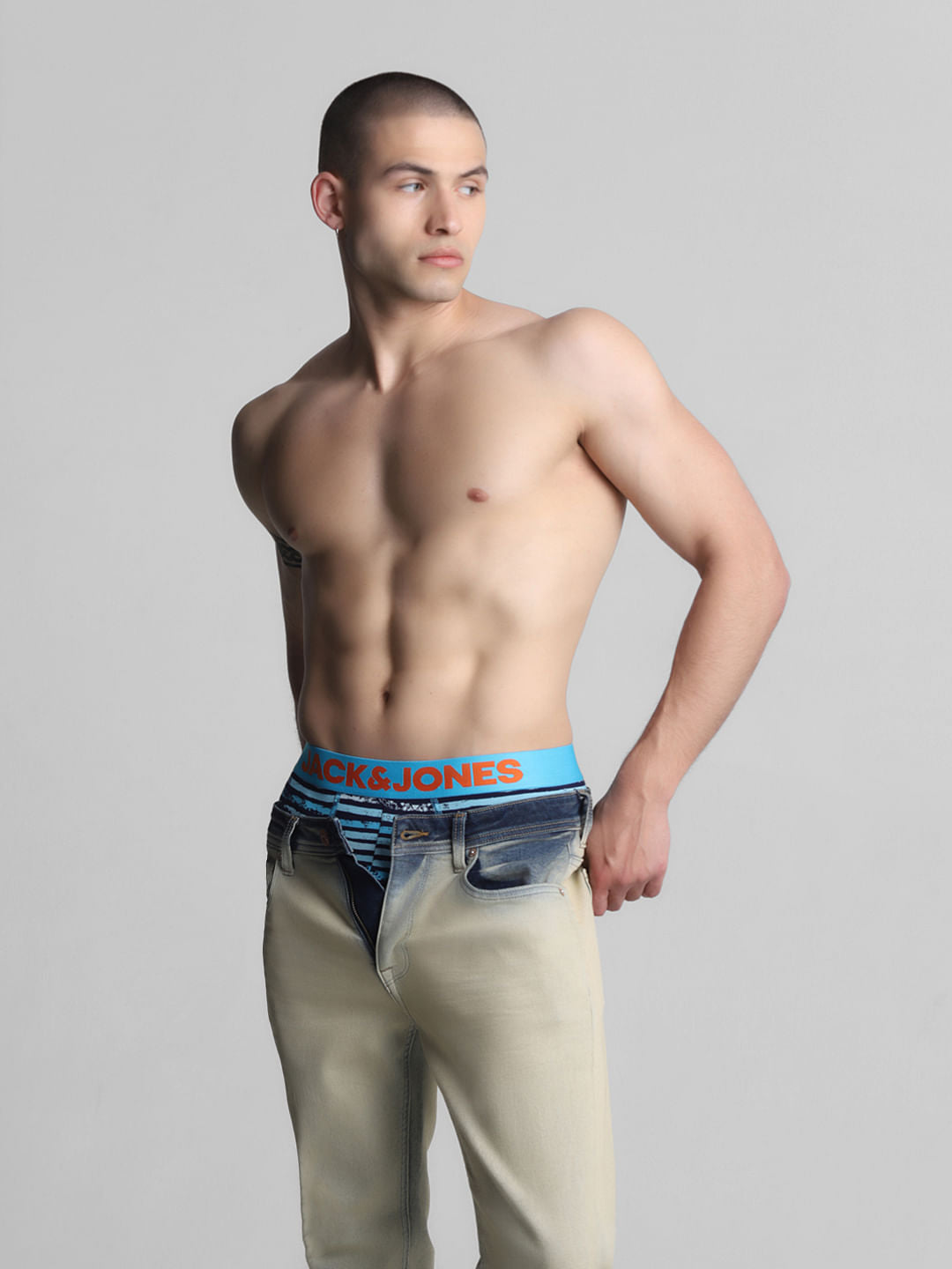 Blue Striped Print Briefs