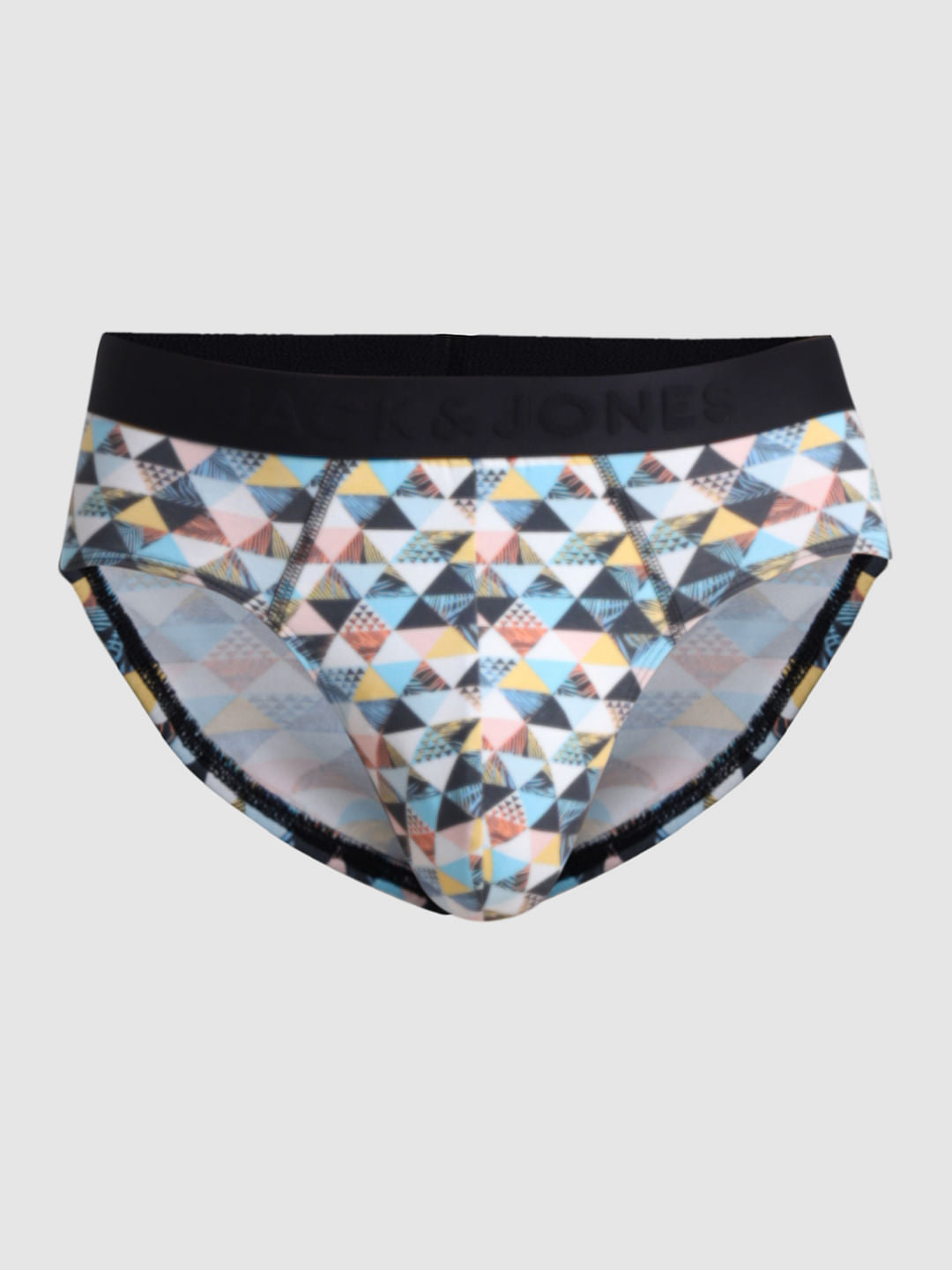 White Tropical Check Print Briefs