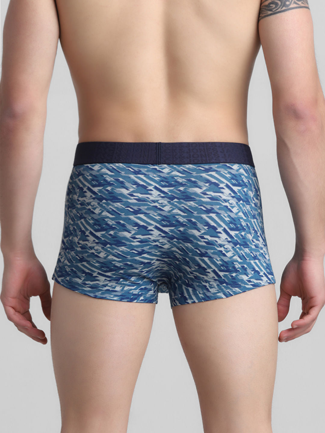 Navy Blue Camo Print Trunks
