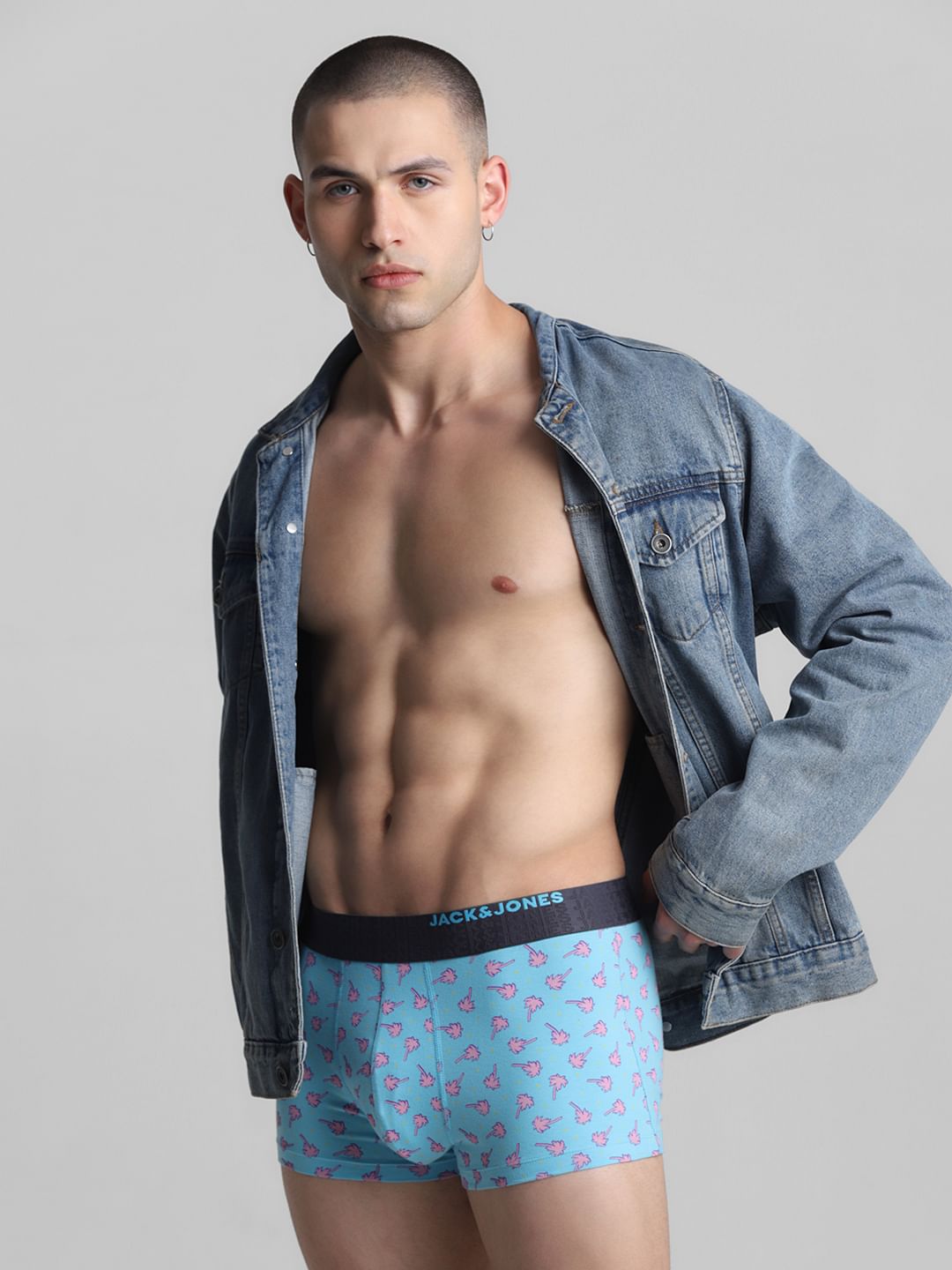 Blue Tropical Print Trunks