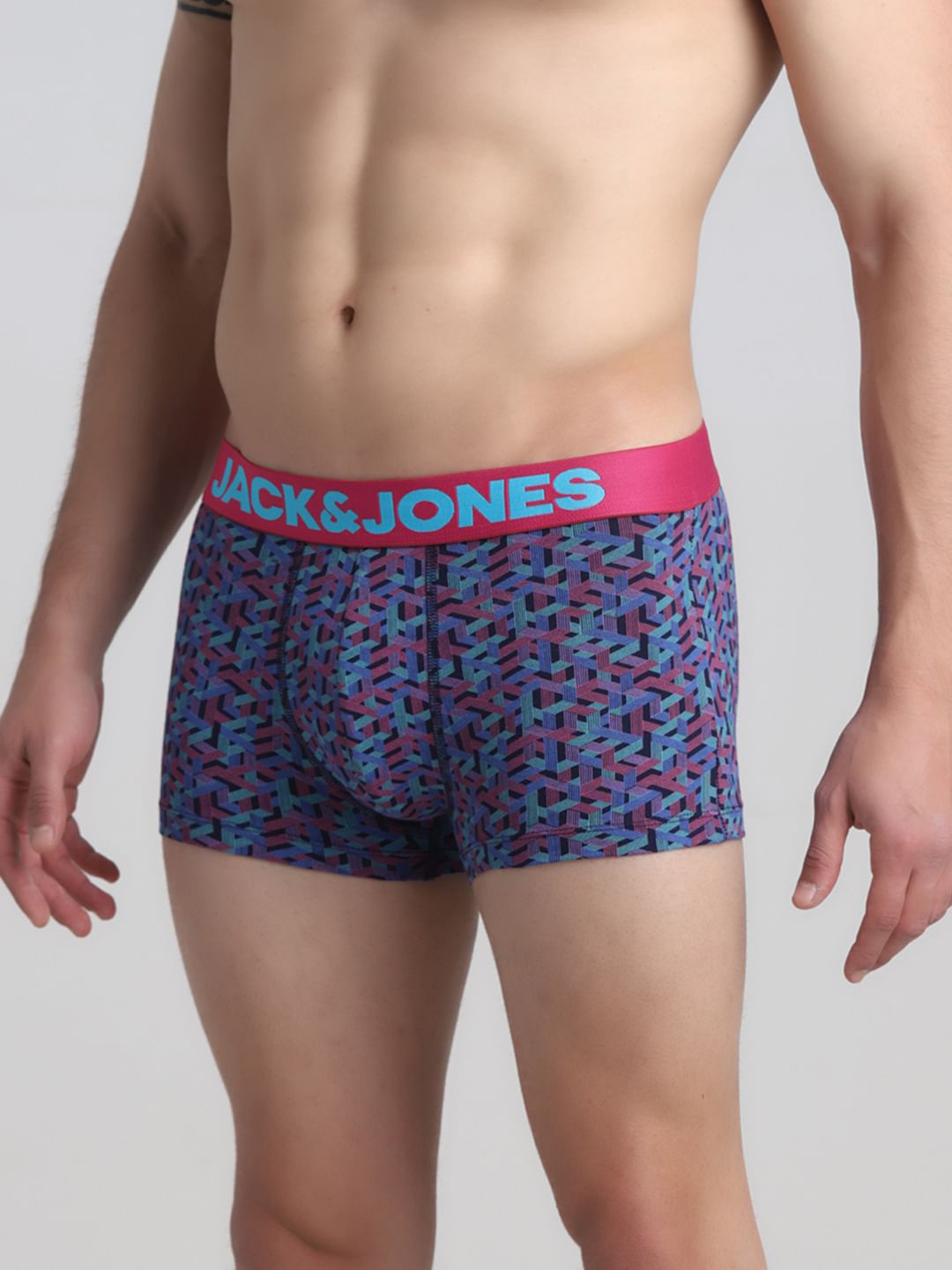 Navy Blue Abstract Print Trunks