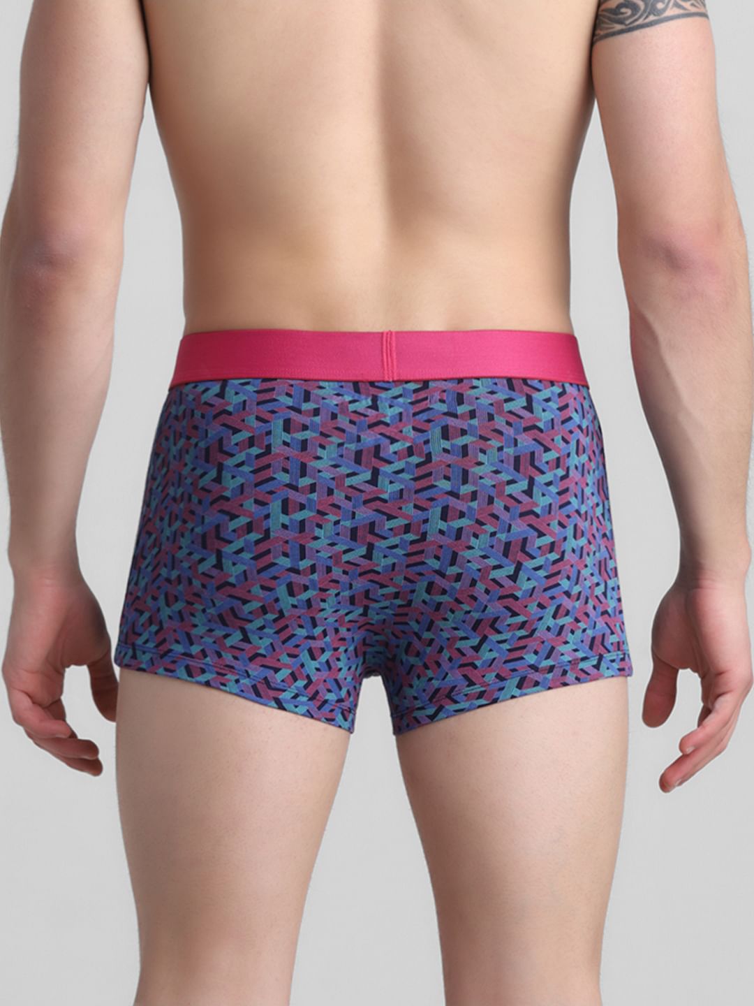 Navy Blue Abstract Print Trunks