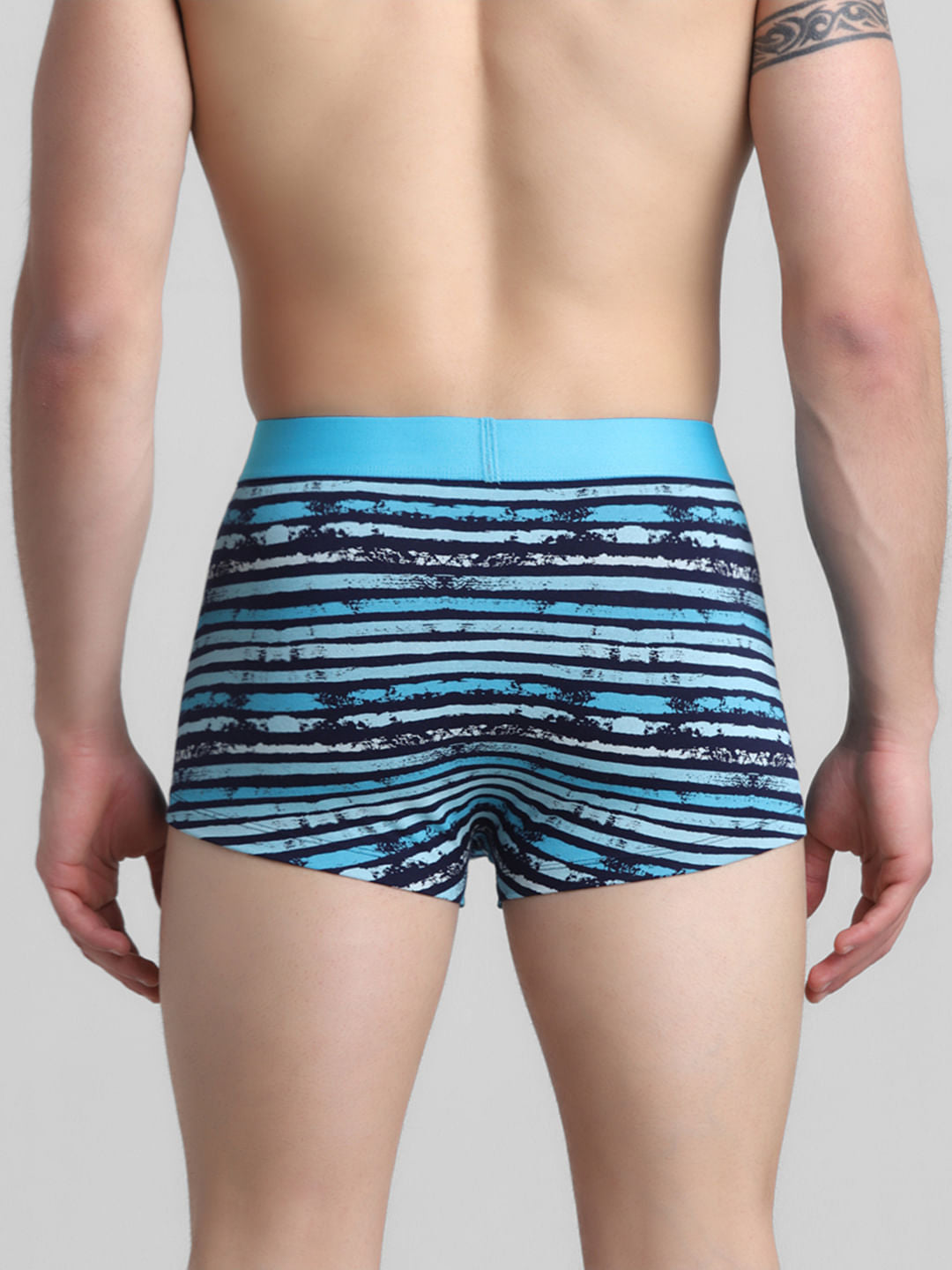 Blue Striped Print Trunks