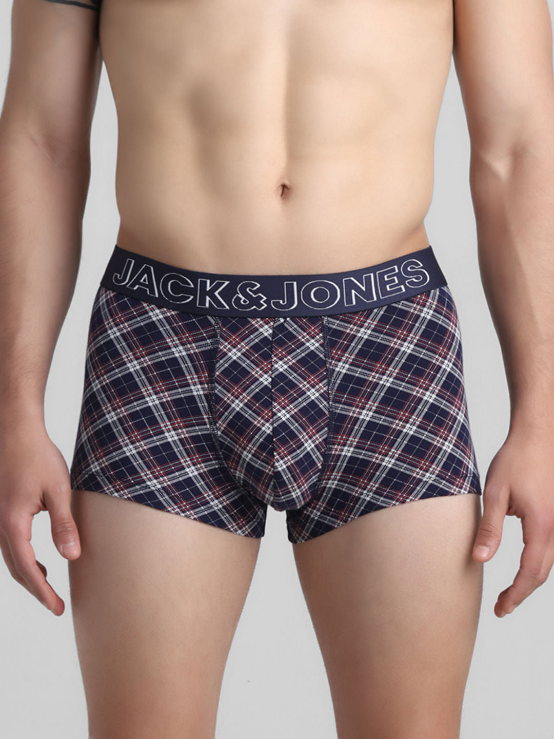 Navy Blue Tartan Check Trunks