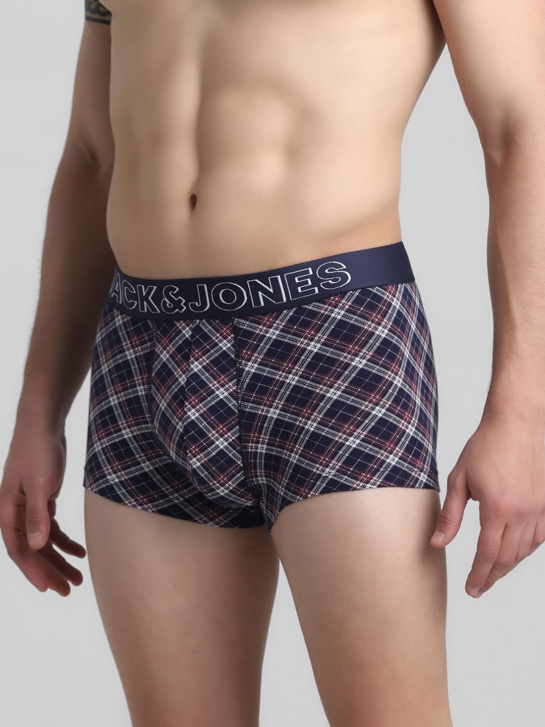 Navy Blue Tartan Check Trunks