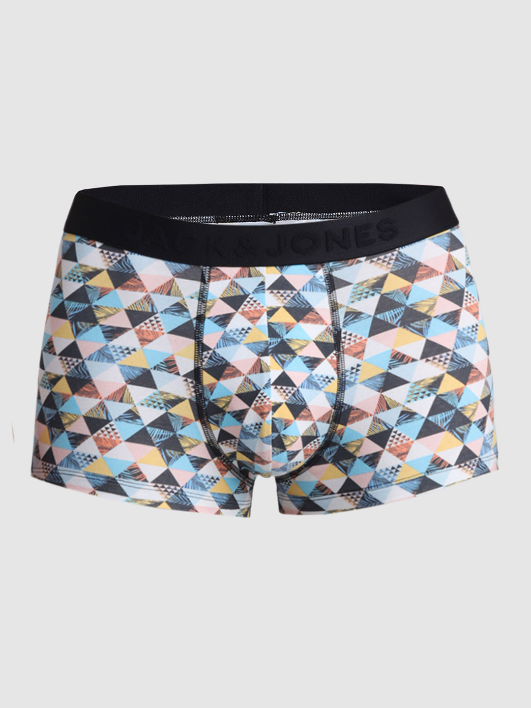 White Tropical Check Print Trunks