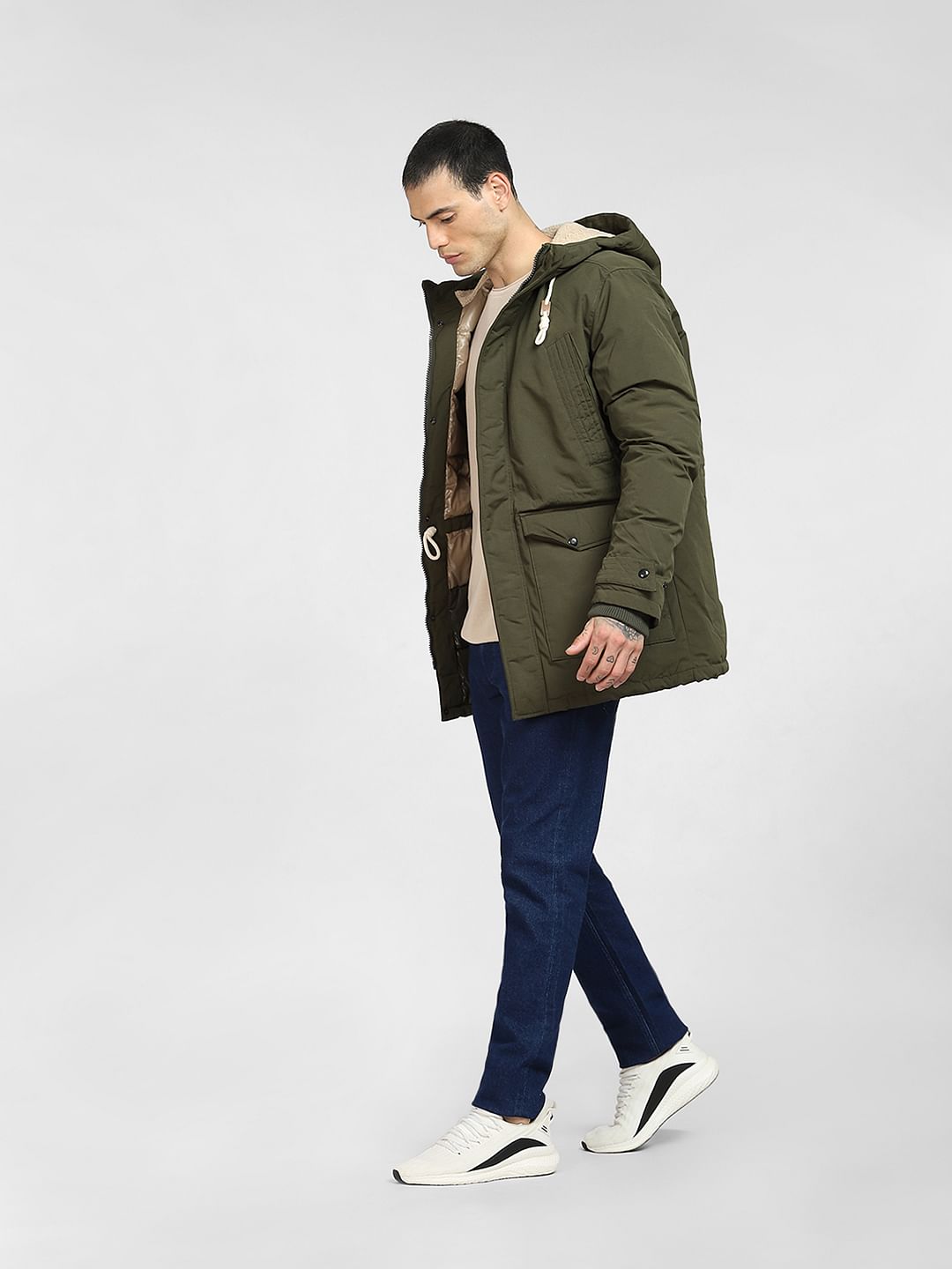 Green Quilted Teddy Parka Jacket