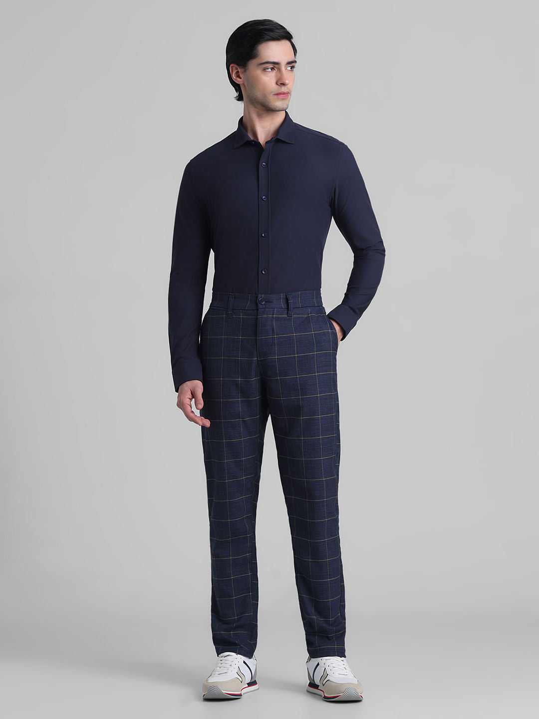 Navy Blue Knitted Full Sleeves Shirt