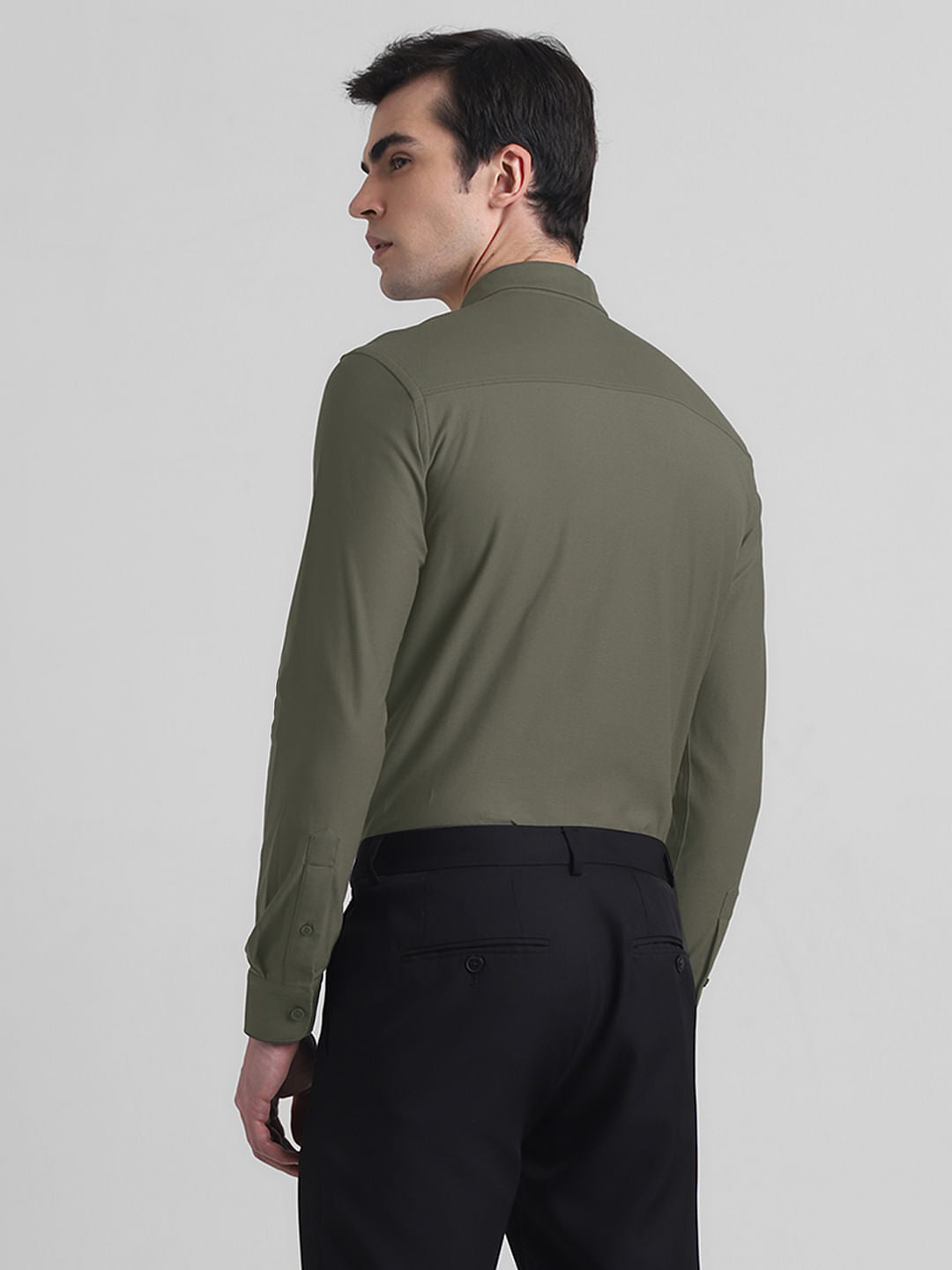 Green Knitted Full Sleeves Shirt