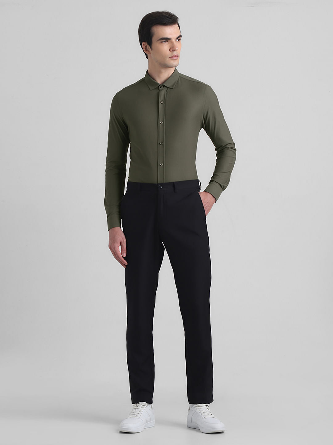 Green Knitted Full Sleeves Shirt