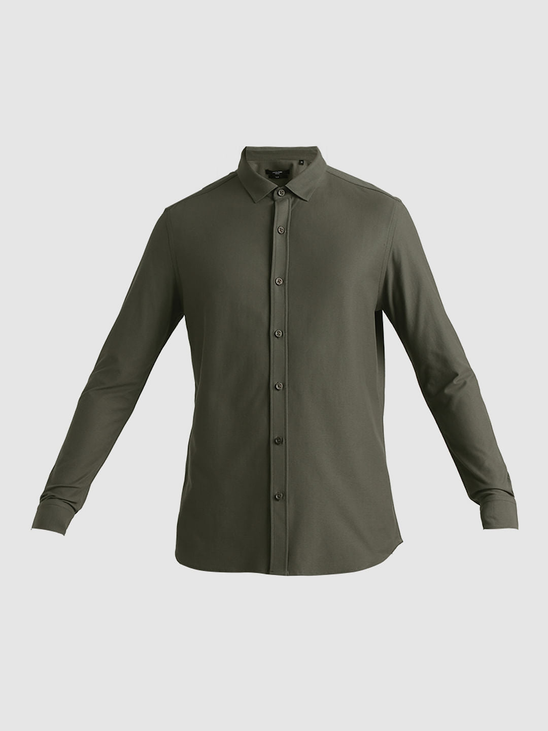 Green Knitted Full Sleeves Shirt