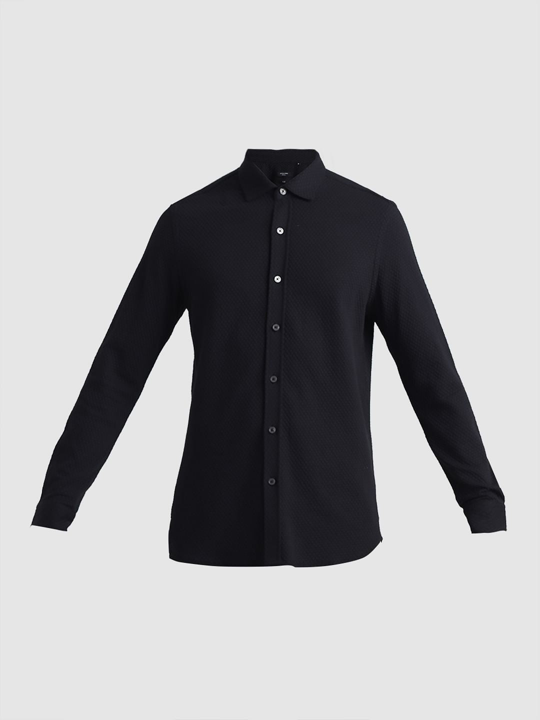 Black Knitted Full Sleeves Shirt